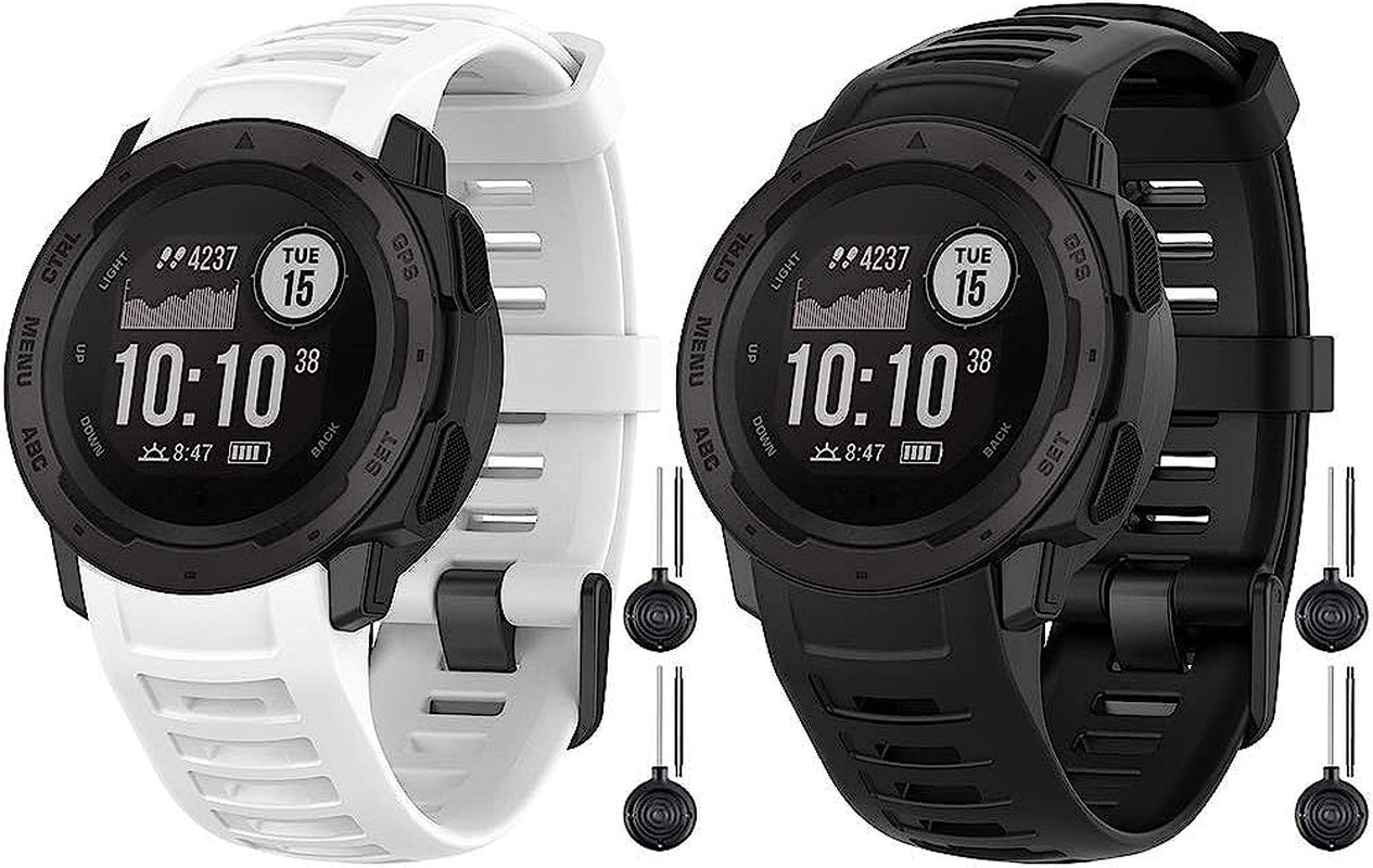 Vozehui Bands Compatible with Garmin Instinct Sports GPS, Soft Silicone Adjustable Replacement Wristbands for Garmin Instinct/Instinct Tide/Instinct Tactical  Vozehui Black+White  