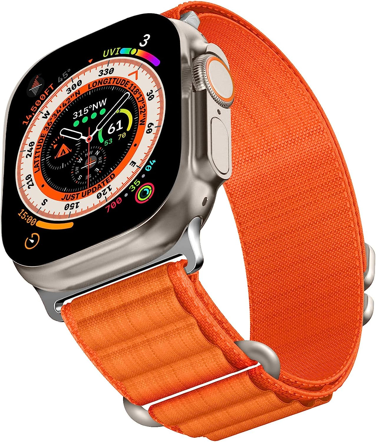 Alpine Loop for Apple Watch Band 49Mm 45Mm 41Mm 44Mm 40Mm 42Mm 38Mm, Iwatch Bands Nylon Sport Strap Women Men G-Hook Bracelet Wristband for Apple Watch Ultra Band Series 8 7 6 5 4 3 2 1 Series SE  ALMNVO Orange 42/44/45/49mm 