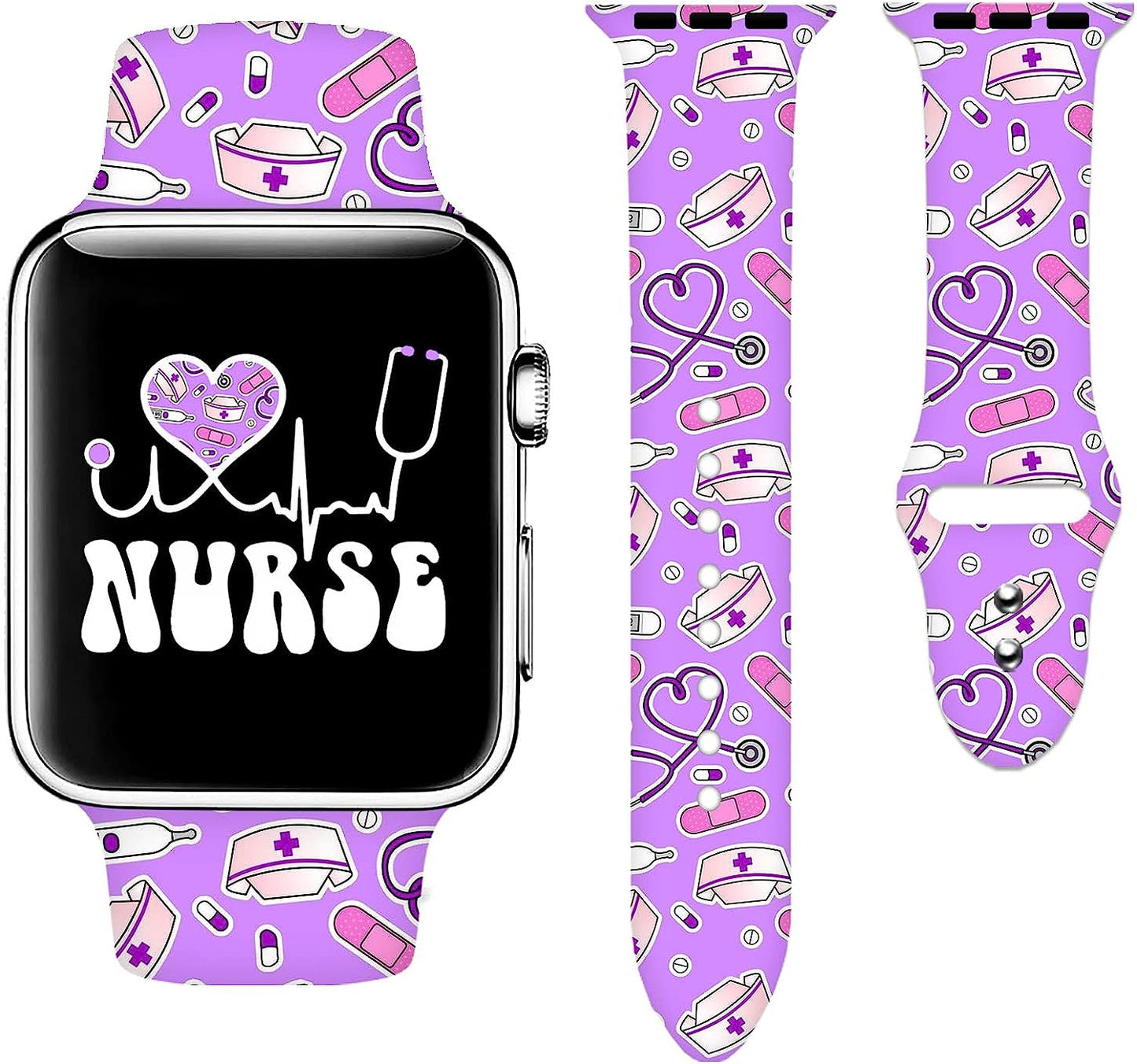 Camo Watch Bands Compatible with Apple Watch 38Mm 40Mm 41Mm 42Mm 44Mm 45Mm for Women Men, Adjustable Soft Silicone Sport Wristbands Replacement Strap for Iwatch Series 7 6 5 4 3 2 1  GEJPJGE Nurse Gifts 2 42mm/44mm/45mm/49mm (M/L) 