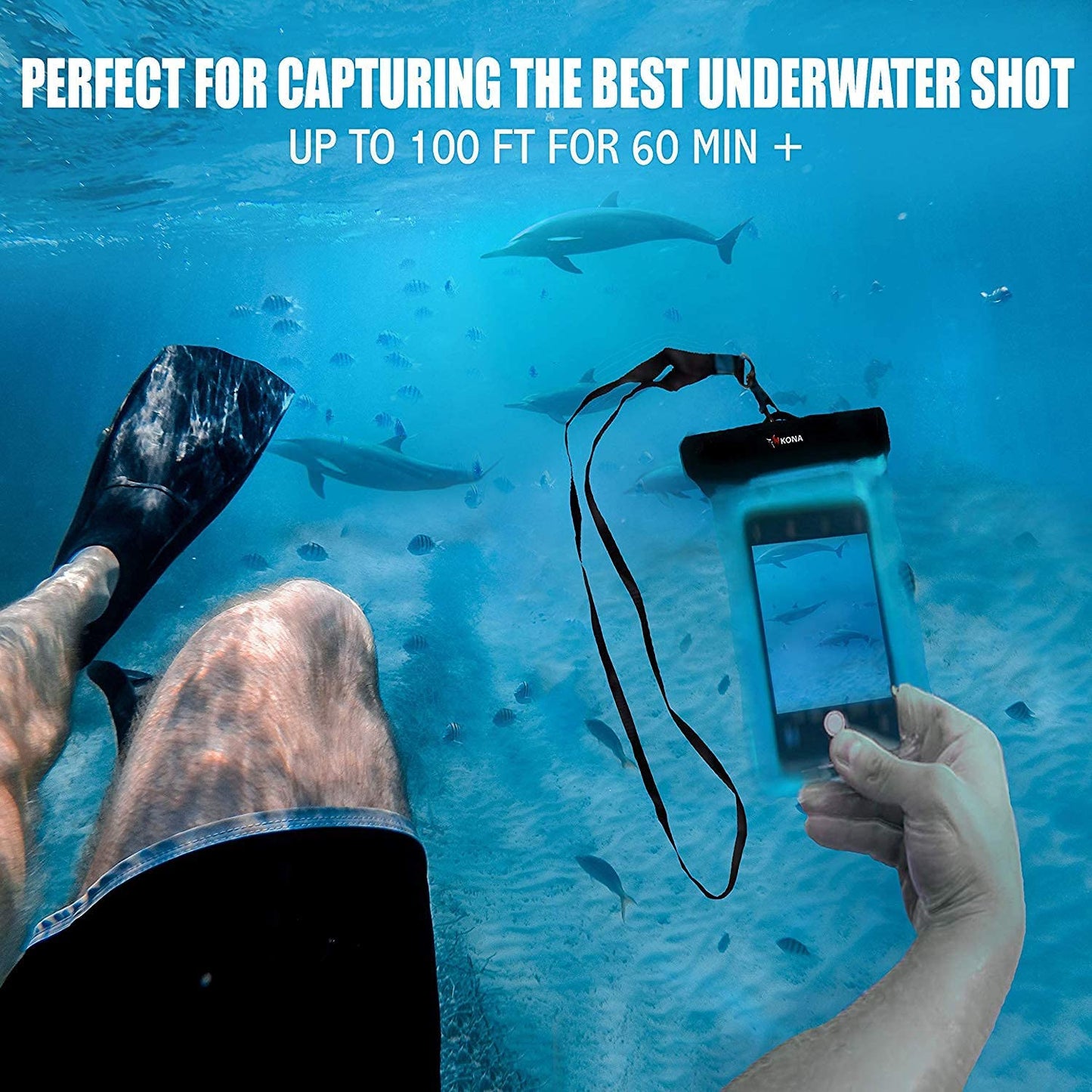 Kona Submariner Floating Waterproof Case - Universal Phone Pouch Compatible for Iphone 14 13 12 Pro Max XS plus Samsung Galaxy S22 Cell Phones up to 7.5", IPX8 Cellphone Dry Bag for Vacations - 2 Pack  Nickles Arcade LLC   