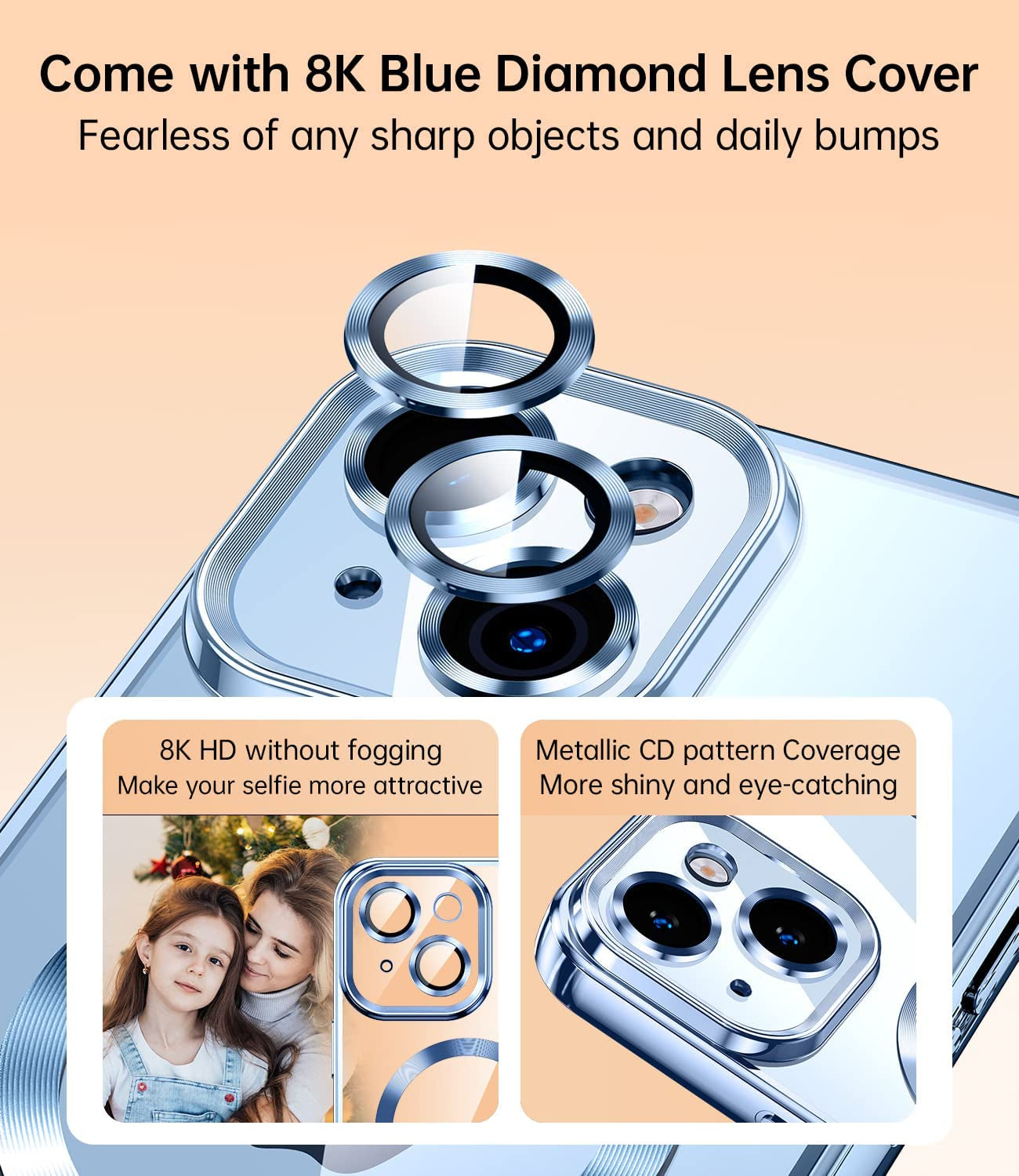 JUESHITUO Magnetic Matallic Glossy Clear for Iphone 14 Case with Full Camera Cover Protection [No.1 Strong N52 Magnets] [Military Grade Drop Protection] for Women Girls Phone Case (6.1")-Sierra Blue  JUESHITUO   