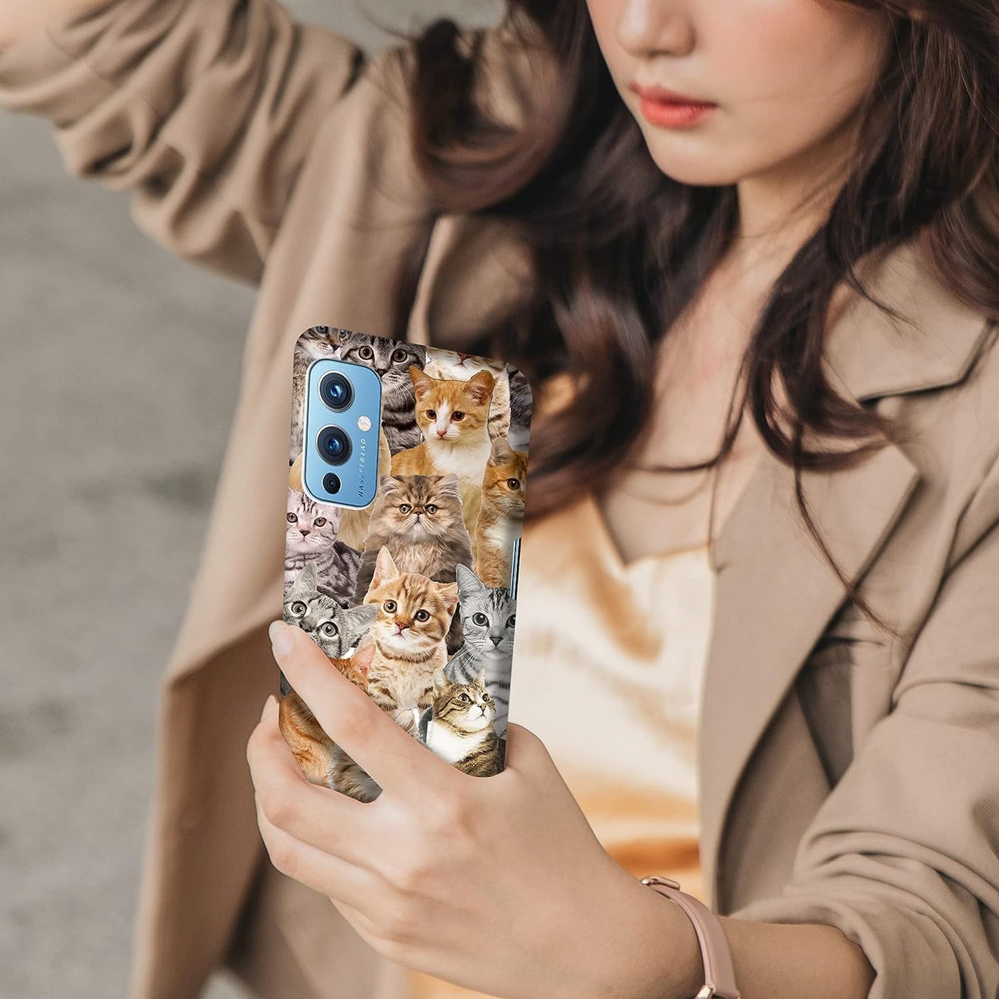 Glisten - Oneplus 9 Case, Oneplus 9 5G Case, 1+ 9 5G Case - Cat Collage Design Printed Slim & Sleek Cute Plastic Hard Snap on Protective Designer Back Phone Case/Cover for Oneplus 9 5G.  Glisten   