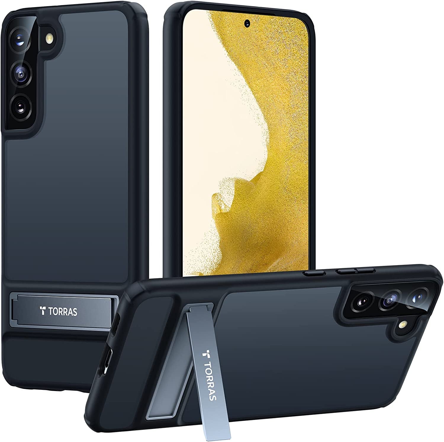 TORRAS Marsclimber for Samsung Galaxy S22+ plus Case, [Military Grade Drop Tested] [3 Stand Ways Metal Kickstand] Translucent Matte for Samsung S22 plus Case 5G, Classy Green  TORRAS Mystic Black  