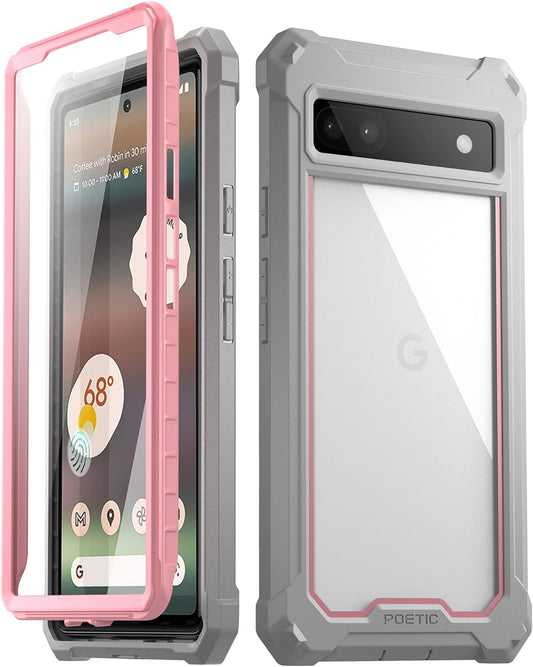Poetic Guardian Pixel 6A 5G Case: 6FT Drop Tested, Shockproof Hybrid Cover, Built-In Screen Protector, Pink/Clear  Poetic   