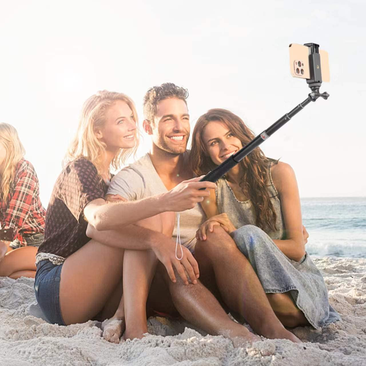 Extendable Aluminum Selfie Stick/Monopod, Compatible for Gopro Hero 10 9 8 7 6 5 4 3 2 Fusion Max, OSMO Action,Akaso, SJCAM Action Camera and Cell Phone Accessories  DADE FAC   