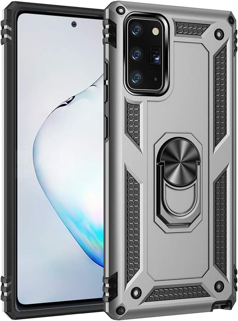 Military Grade Drop Impact for Samsung Galaxy Note 20 Case Note 20 5G Case 360 Metal Rotating Ring Kickstand Holder Armor Heavy Duty Shockproof Case for Galaxy Note 20 5G Phone Case (Sliver)  Dionsibei   