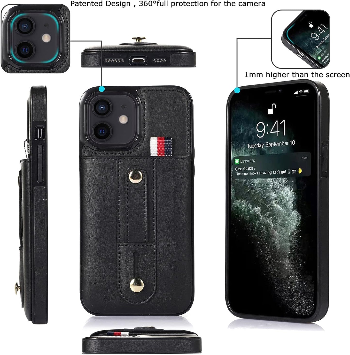 ZCDAYE Wallet Case for Iphone 13 with Card Holder, Non-Slip Finger Holder Adjustable Leather Loop Strap Anti-Scratch Protective Phone Cover for Iphone 13 (6.1 Inches), Black  ZCDAYE   