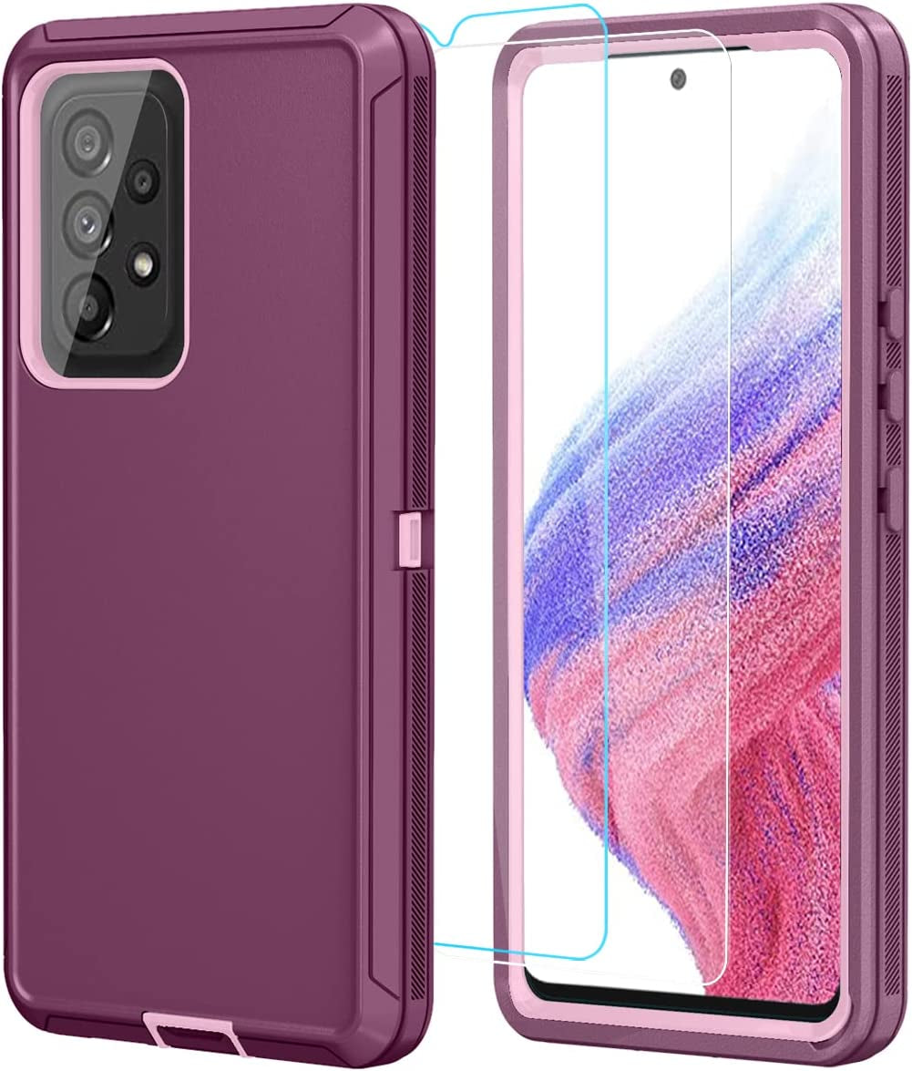 ONOLA Galaxy A53 5G Case: Winered Pink, Tempered Glass + HD Screen Protector (2 Pack)  ONOLA   