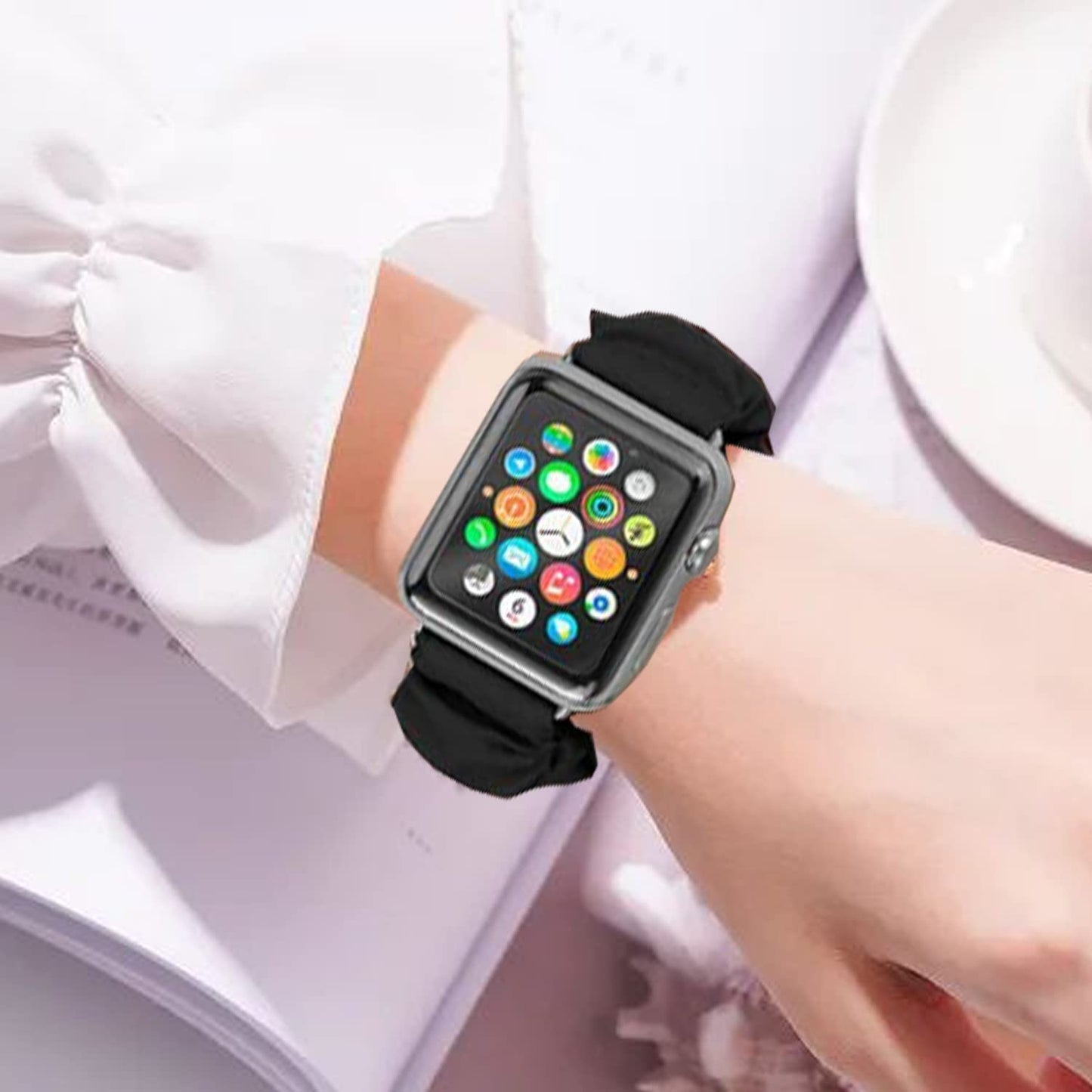 Scrunchie Watch Bands for Women Compatible with Apple Watch 38Mm 40Mm 41Mm 42Mm 44Mm 45Mm, Elastic Scrunchy Replacement Band Soft Stretchy Band for Iwatch Series 7/6/5/4/3/2/1/SE  DKGKOO   