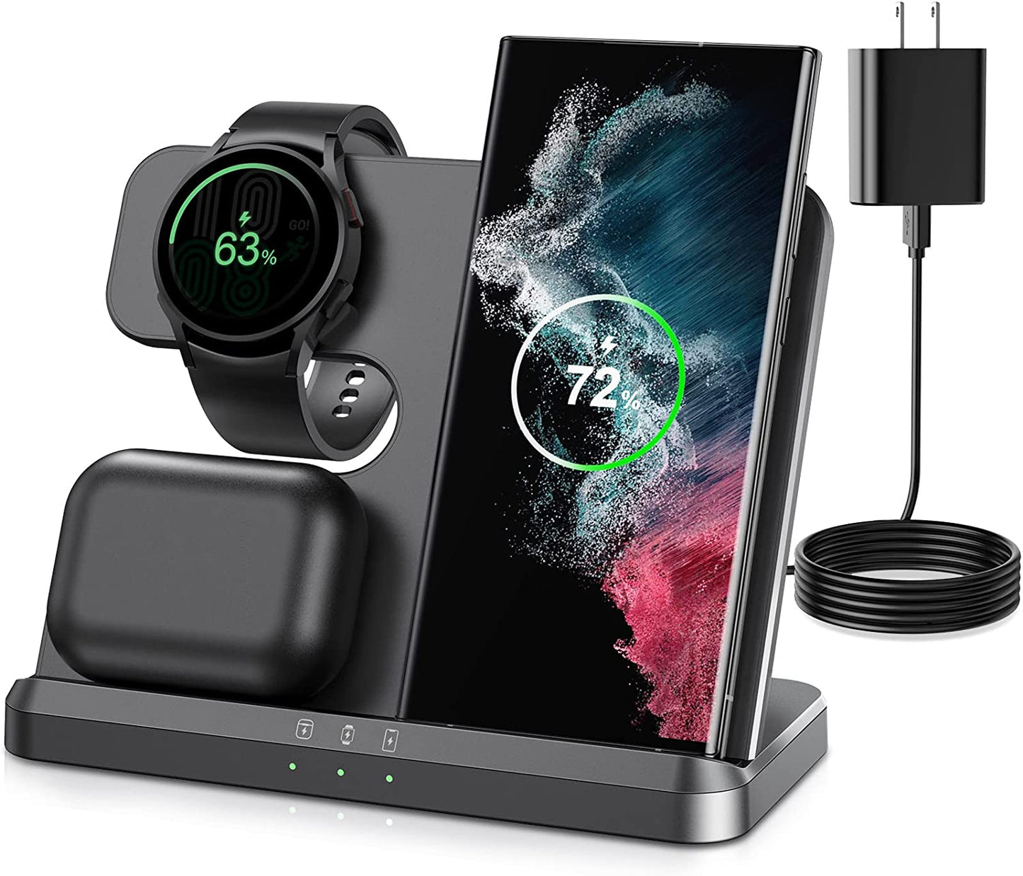 Wireless Charger for Samsung Charging Station, SWIO 3 in 1 Fast Charger Pad for Samsung Galaxy Watch 5 Pro/5/4/3/Active 2,Galaxy S23 S22 S21 S20 Ultra/Note 20 10/ Z Flip Fold 4 3 2, Buds/2/Pro/Live  Shenzhen Smacat Electronic Technology Co., Ltd.   