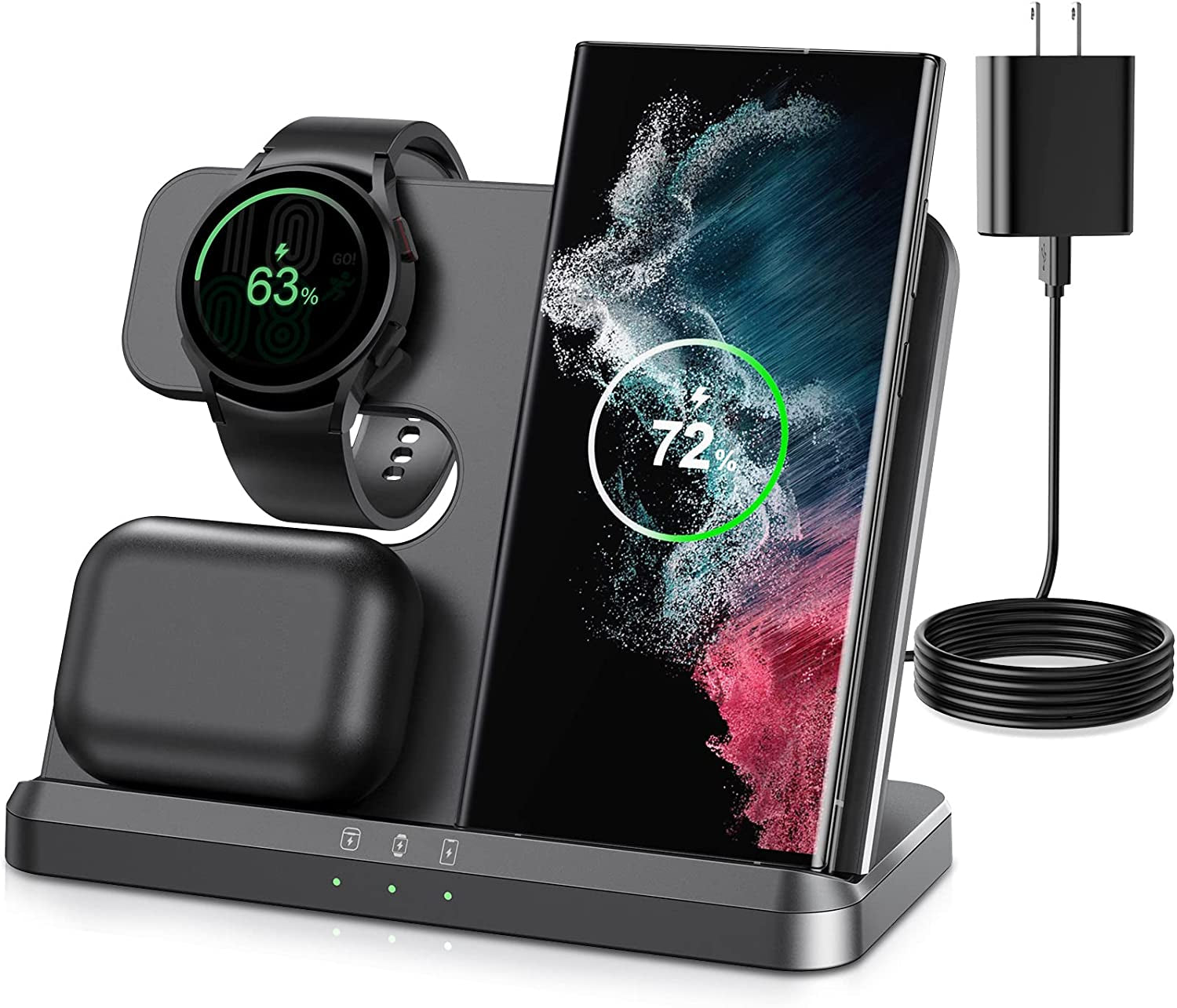 Wireless Charger for Samsung Charging Station, SWIO 3 in 1 Fast Charger Pad for Samsung Galaxy Watch 5 Pro/5/4/3/Active 2,Galaxy S23 S22 S21 S20 Ultra/Note 20 10/ Z Flip Fold 4 3 2, Buds/2/Pro/Live  Shenzhen Smacat Electronic Technology Co., Ltd.   