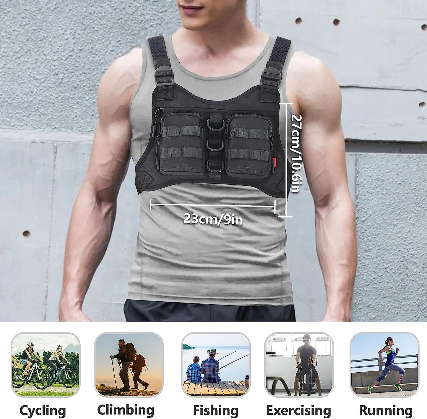 KINGSLONG Chest Bag Lightweight Chest Pack, Water Resistant Running Pack Phone Holder for Workouts, Running Backpack Vest with Pocket  KINGSLONG   