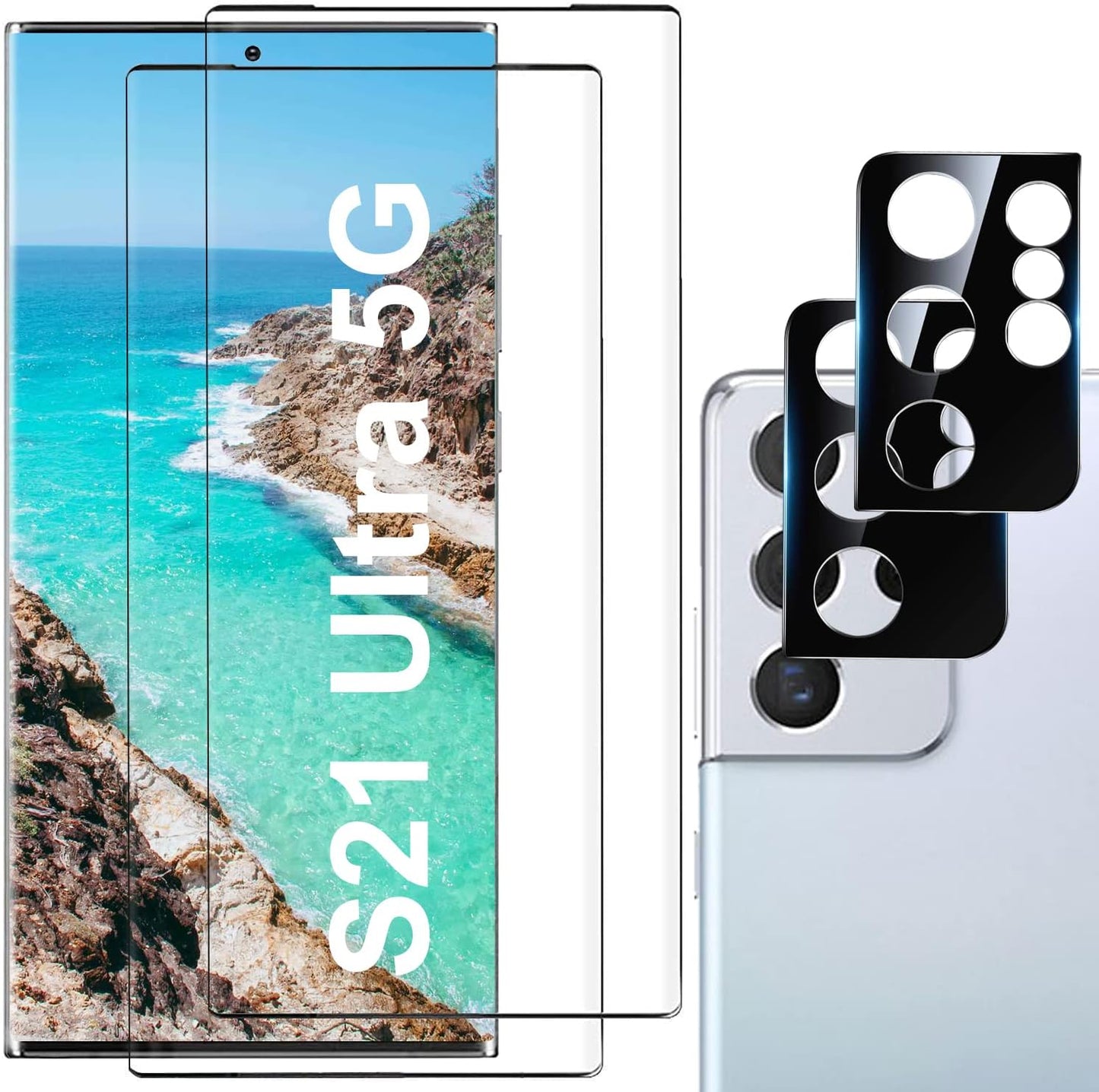 Letosan 3 Pack Galaxy S22 Ultra Screen Protector, HD Clear Tempered Glass, Fingerprint Unlock, 3D Curved, Scratch Resistant, Bubble-Free for Samsung Galaxy S22 Ultra 5G Glass Screen Protector  letosan S21 Ultra New  