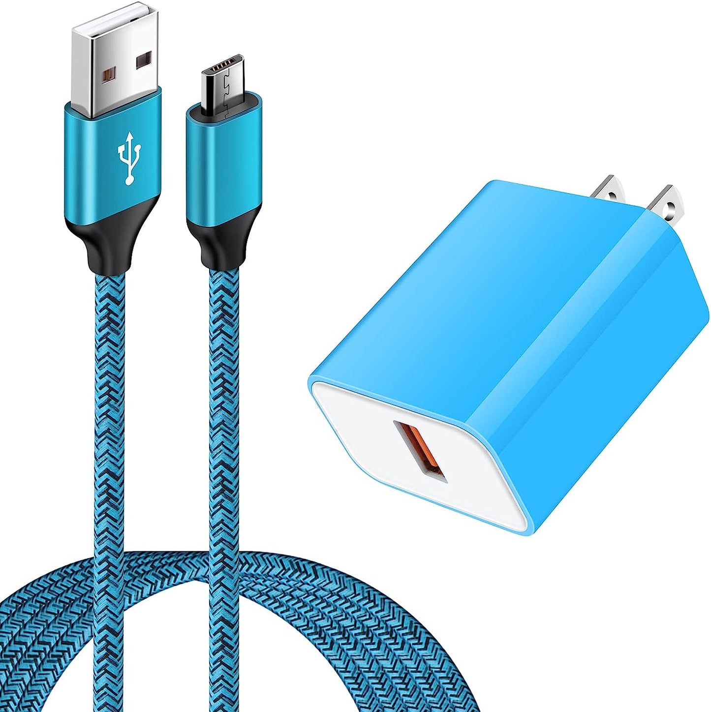 Micro USB Charger,Android Fast Charger,Quick Charger 3.0 USB Fast Wall Charger Plug Micro USB Cable for Motorola Moto E E5 E4 Plus/Play,E5 Supra,G5 G5S G4 Plus/Play,G6 Play/Forge,Moto Droid Turbo 2  Shenzhen Putuo Technology Co., Ltd Blue  