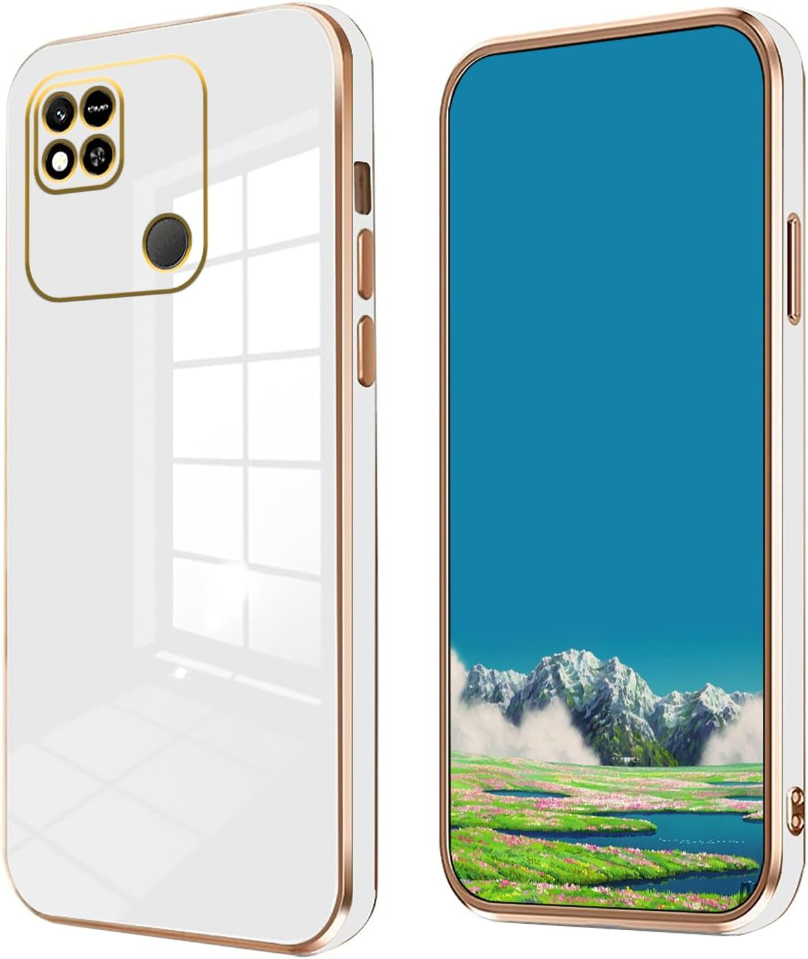 Tiwinxing Compatible with Redmi 10A Case for Women, Ultra Soft Shockproof Cute Plating Electroplate Protective Case TPU Bumper Phone Case for Xiaomi Redmi 10A (Green)  Tiwinxing White  