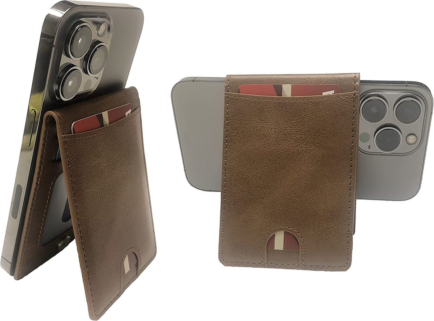 Tahamus Magnetic Adjustable Stand Wallet, 5 Credit Card Holder with Magsafe Walet for Apple Iphone 14 Pro Max/14 Plus/14 Pro/14/13 Pro Max/13 Pro/13/12 Pro Max/12/12 Pro, (Black)  Tahamus Brown  