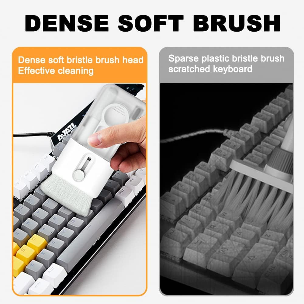 6 in 1 Keyboard Cleaner Kit Earphone Cleaner Kit with Brush Spong Pen Nibs for Electronic Cleaning Cellphone Hole Earbuds Monitor (White)  Minlebao   