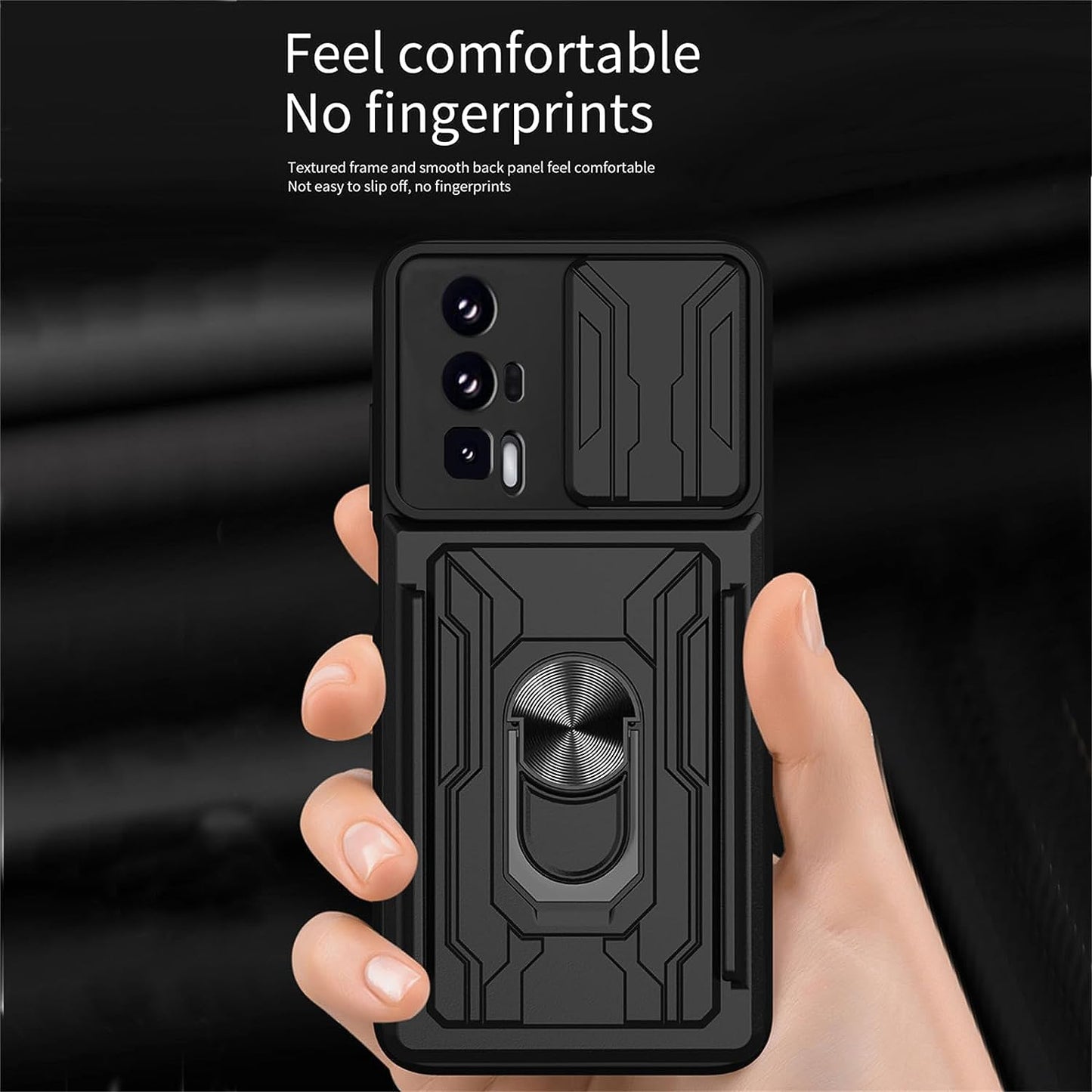 Tncavo for Xiaomi Poco F5 PRO 5G Case with Card Holder, Military Grade Shockproof Heavy Duty Protective with Rotating Ring Kickstand & Camera Cover for Redmi K60/ K60 PRO 5G LJ Blue  Tncavo   