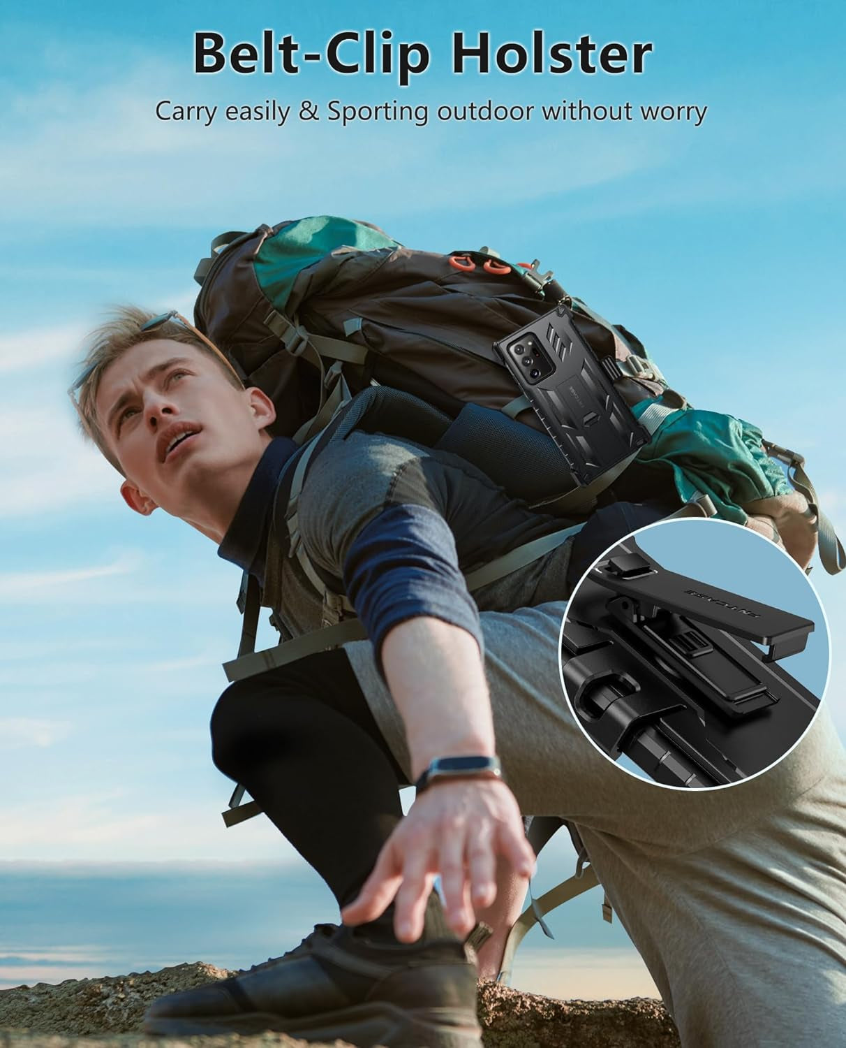 FNTCASE for Samsung Galaxy Note-20-Ultra Case: with Belt-Clip Holster & Built-In Screen Protector & Kickstand, Full-Body Dual Layer Rugged Heavy Duty Shockproof Protective Cell Phone Cover 5G-Black  FNTCASE   