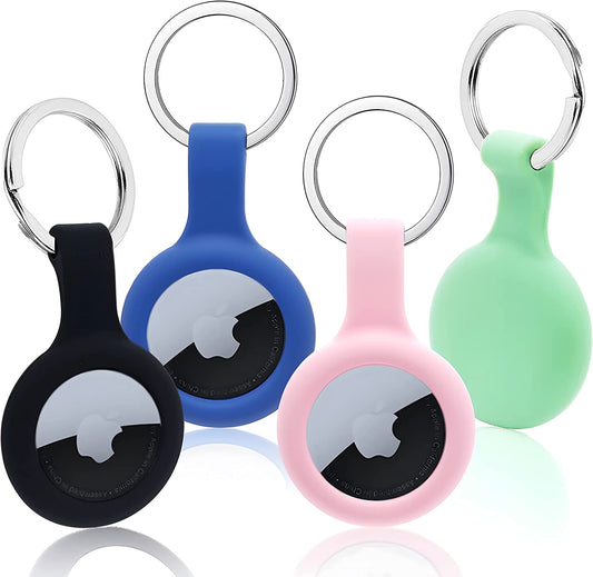 4 Pack Soft Silicone Airtags Case with Keychain for Key Bag, Cute Cover with Ring for Apple Air Tag Tracker, Pet Dog Cat Itag Collar Necklace, Smart Finder Airtag Accessories Holder  Sunleymaster   