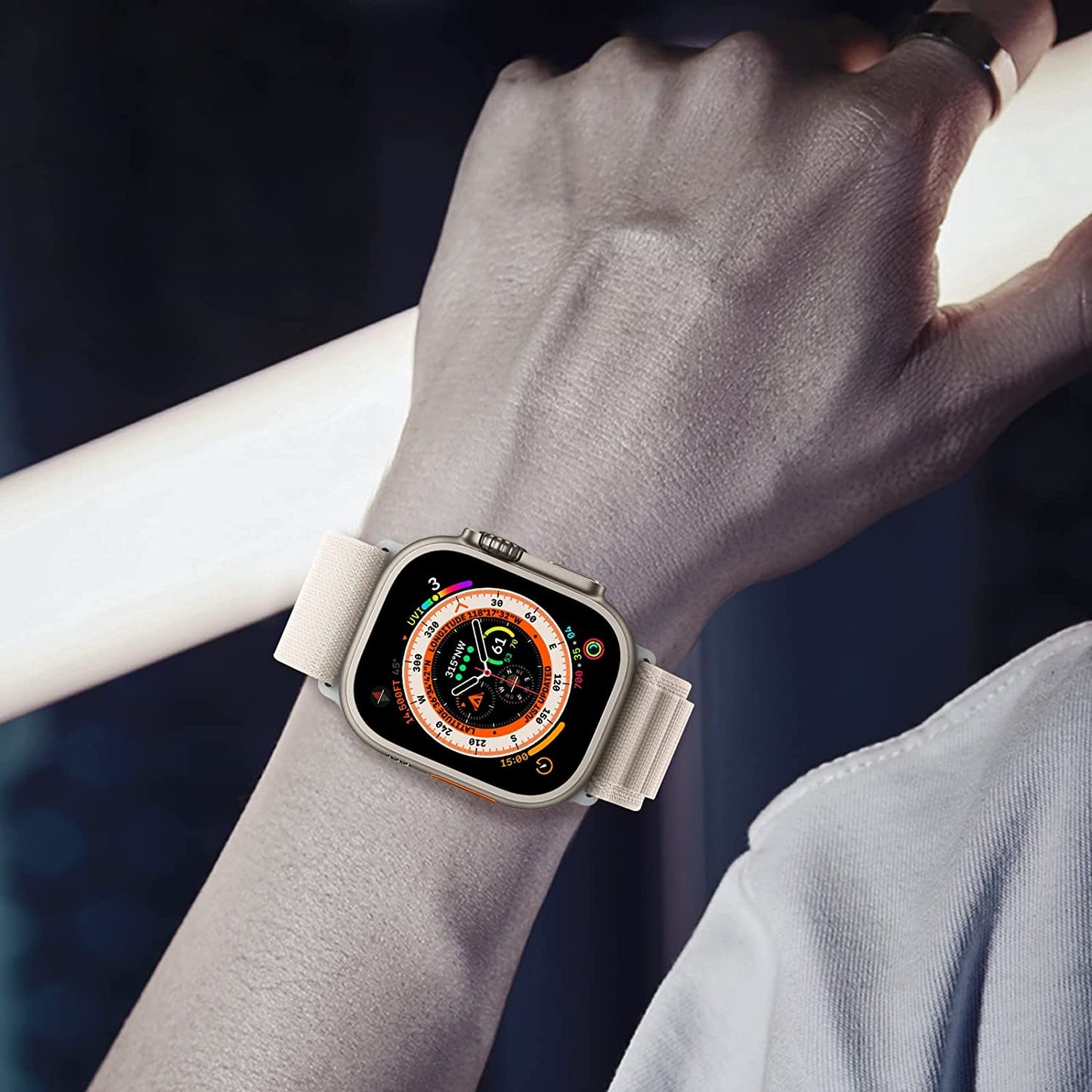 DAISDJUY 5 Pack Alpine Loop Sport Nylon Bands Compatible with Apple Watch Ultra 49Mm 45Mm 44Mm 42Mm 41Mm 40Mm 38Mm, Stretchy Rugged Woven Solo Loop Wristband Adjustable with Metal Titanium G-Hook Strap Compatible with Iwatch Series  DAISDJUY   