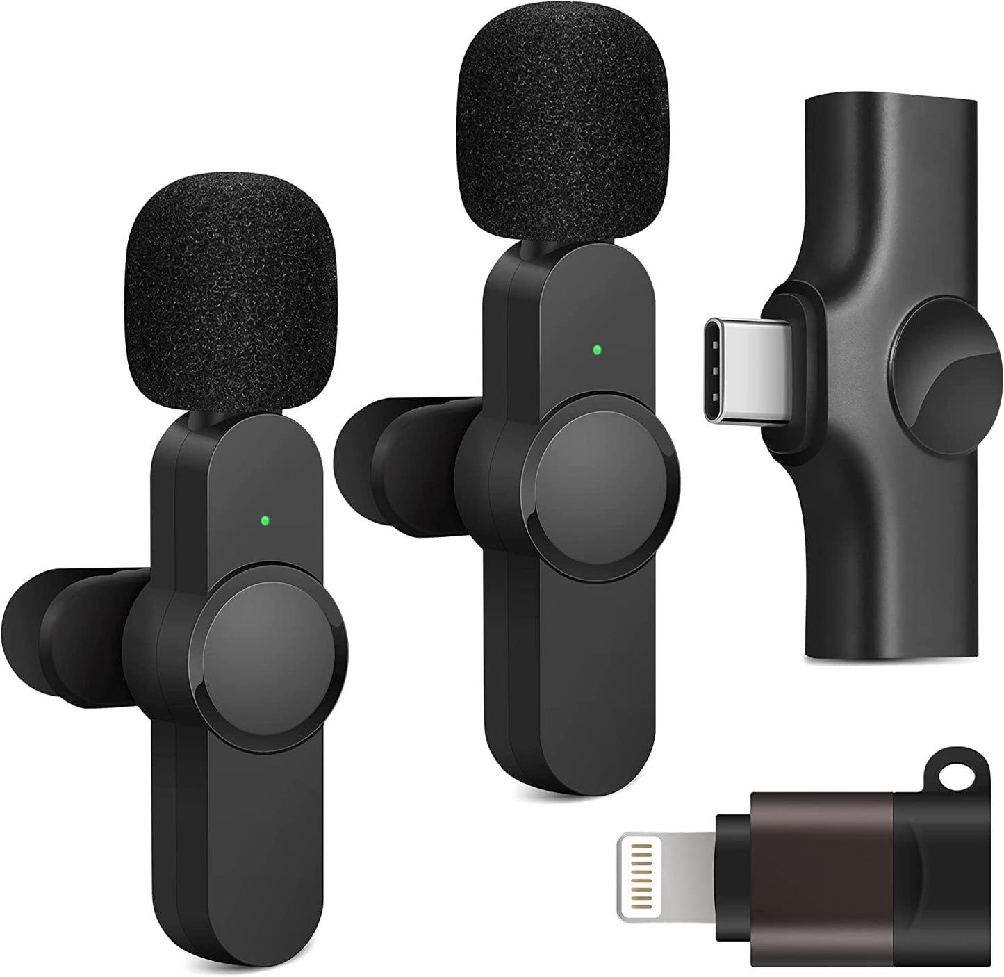 Wireless Lavalier Microphone Clip - Plug & Play Cordless Lapel Mic for Smart Phone, Laptop, Tablet - Active Noise Reduction Technology, Omnidirectional Condenser for Clear Audio Recording - 2-Pack  Generic   