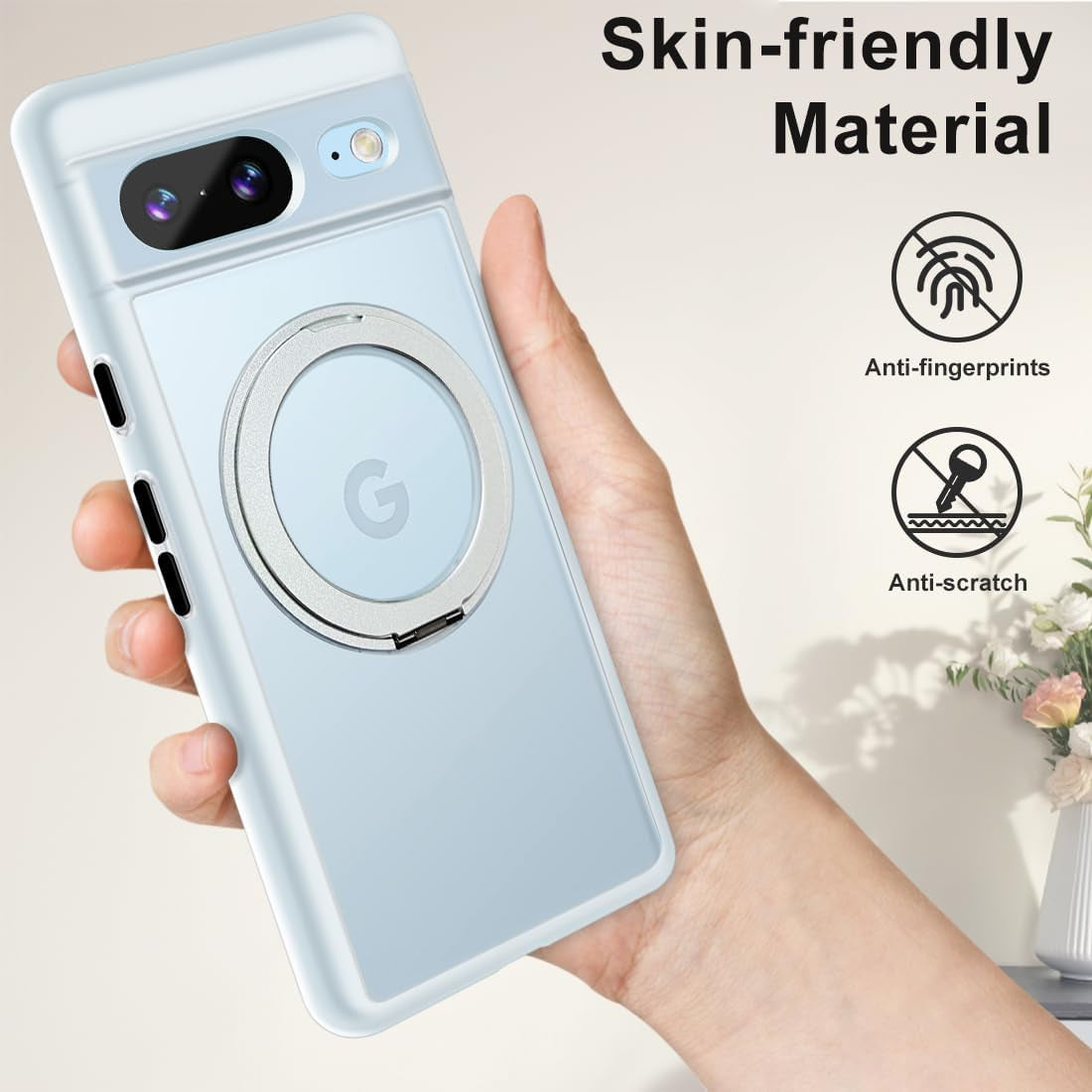 MALEWOLF for Google Pixel 8 Case Compatible with Magsafe [Built-In Invisible Kickstand] TPU Shockproof Sturdy Thin Matte Translucent Cover Protective Phone Case for Pixel 8 5G (Frosted Clear)  MALEWOLF   