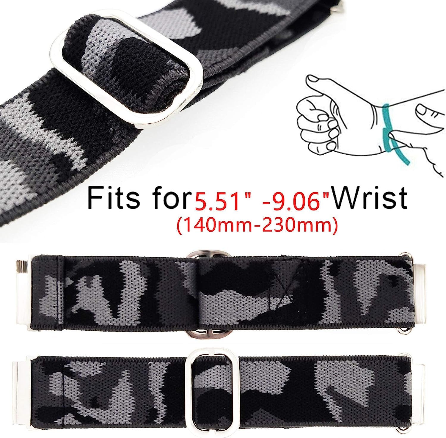 Abanen Elastic Watch Band for Garmin Venu 2 Plus/Venu Sq/Vivoactive 3, Embroidery Stretchy Loop Elastic Adjustable Wristband Strap for Samsung Galaxy Watch 4 40Mm / 44Mm  Abanen   