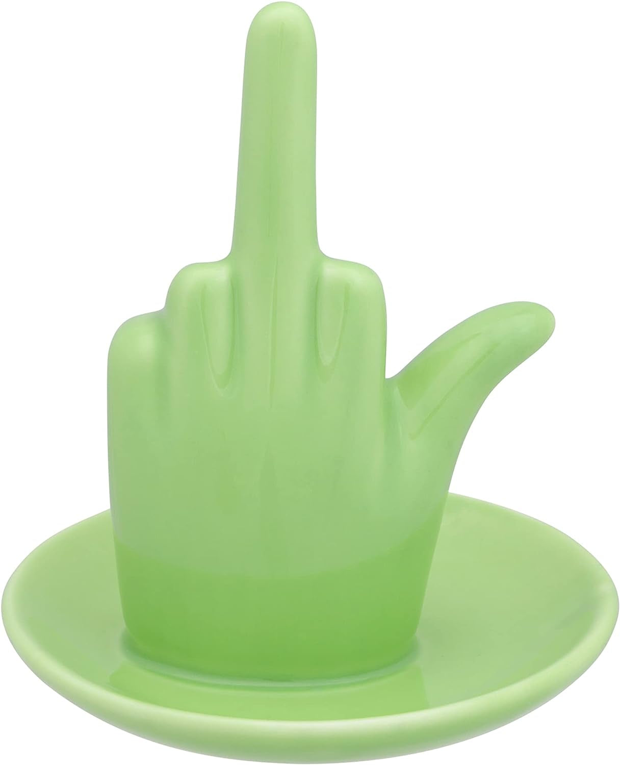 Stephanie Imports White Ceramic Middle Finger Jewelry Ring Dish Tray  Stephanie Imports Forest Green  