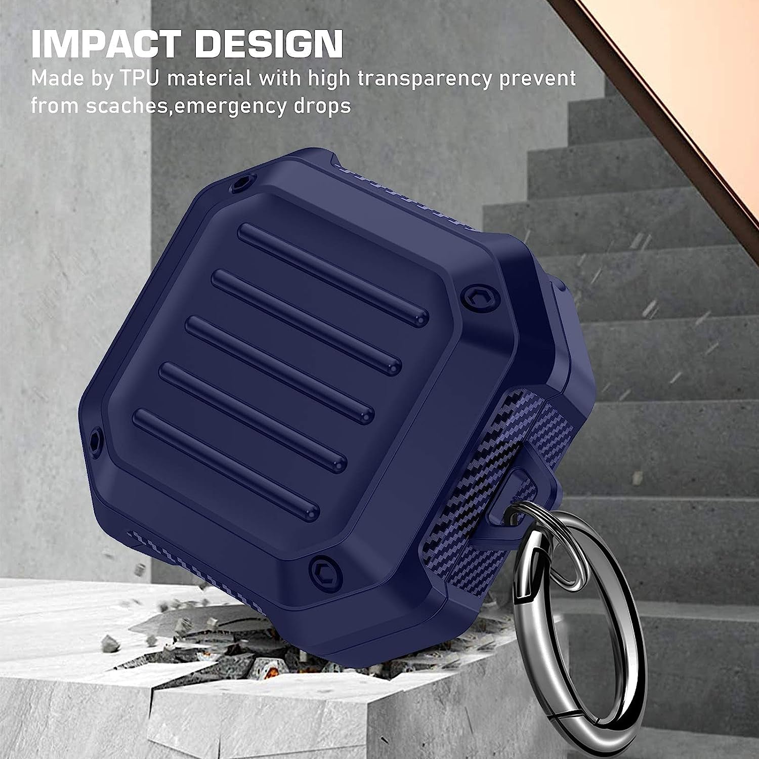 Maxjoy Galaxy Buds Live Case Cover Full Protection TPU Earbud Protective Case Compatible for Samsung Galaxy Buds Live Earbuds Charging Case with Carabiner Led Visible (Navy Blue)  Maxjoy   