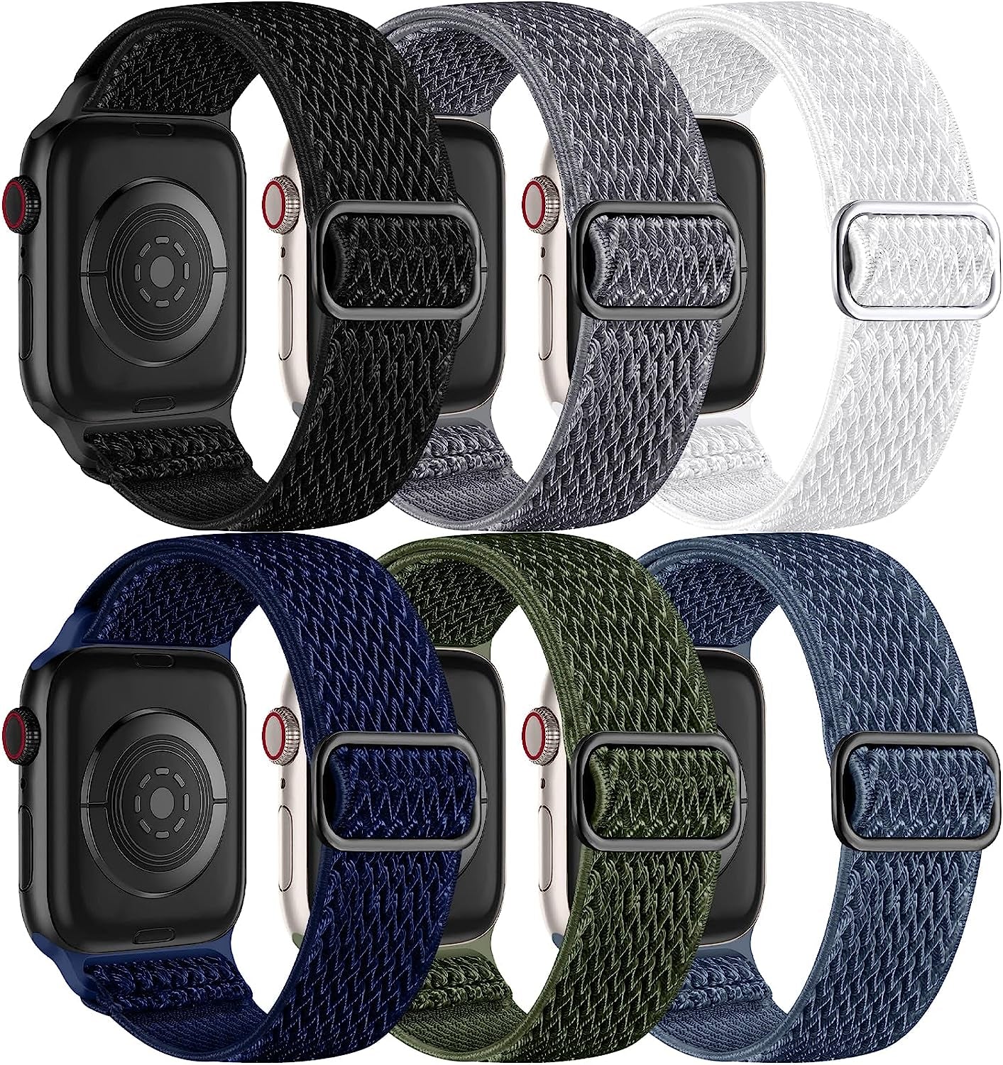Lerobo 6 Pack Stretchy Braided Bands Compatible with Apple Watch 44Mm 45Mm 42Mm 49Mm 41Mm 40Mm 38Mm Women Men,Elastic Nylon Solo Loop Sport Strap Accessories for Iwatch Series Ultra 8/7/6/5/4/3/2/1/SE  Lerobo   