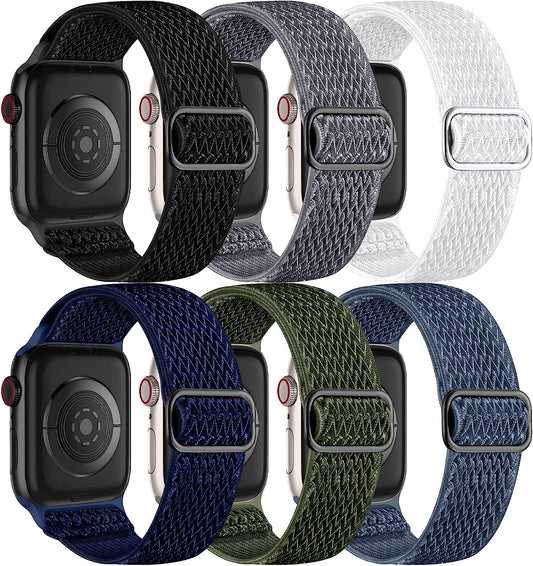 Lerobo 6 Pack Stretchy Braided Bands Compatible with Apple Watch 44Mm 45Mm 42Mm 49Mm 41Mm 40Mm 38Mm Women Men,Elastic Nylon Solo Loop Sport Strap Accessories for Iwatch Series Ultra 8/7/6/5/4/3/2/1/SE  Lerobo   