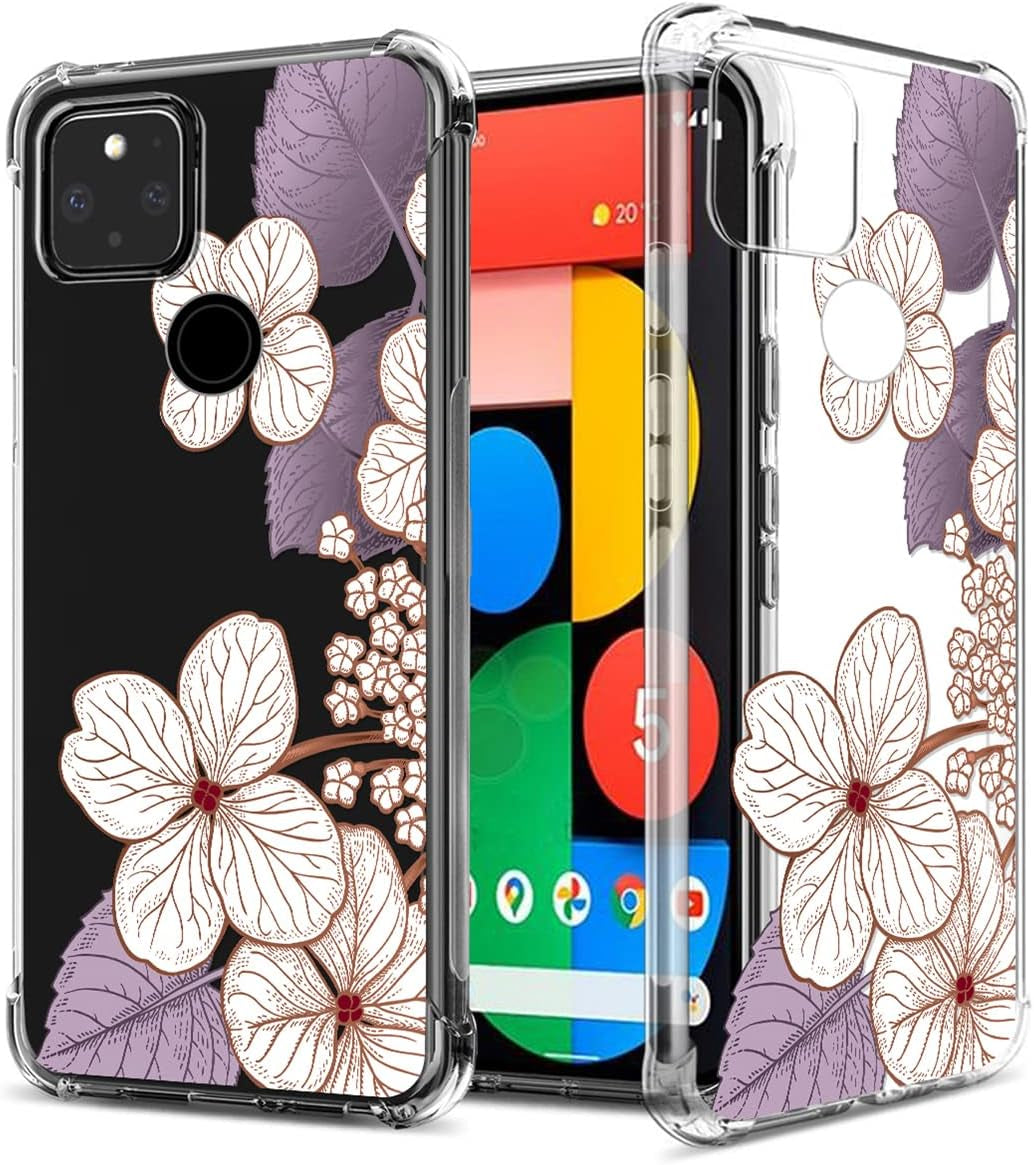 GREATRULY Floral Clear Case for Pixel 5 for Women/Girls,Pretty Phone Case for Google Pixel 5 (2020),Flower Design Slim Soft Transparent Drop Proof TPU Bumper Cushion Silicone Cover Shell,Fl-S  GREATRULY Fl-29 Clear Only For Google Pixel 5 
