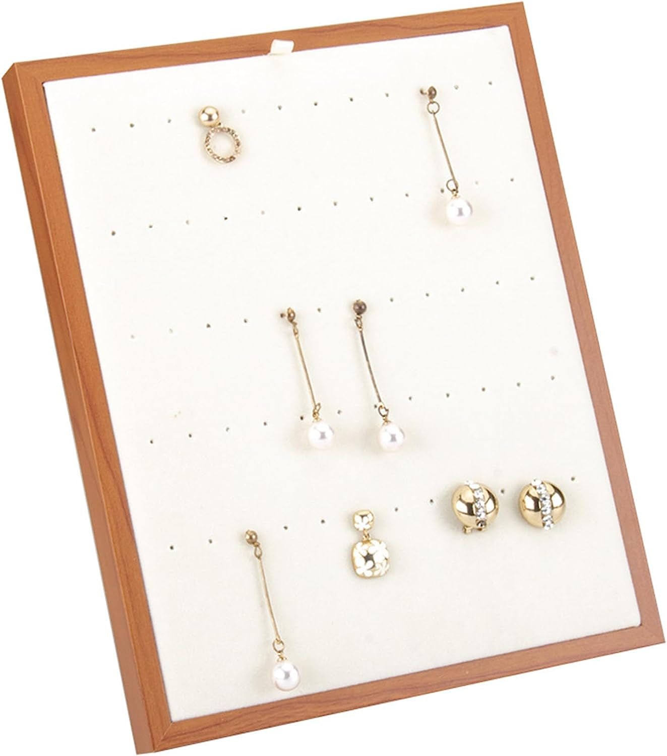 Homeanda Black Velvet L-Shaped 50 Slots Ring Earring Jewelry Display Tray Organizer Holder (L-Shaped 50 Slots-Black)  Homeanda L-Shaped 60Hole-BG  