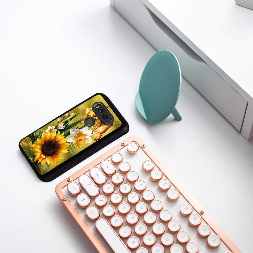 Compatible with LG V30 Case,Vobber Slim Anti-Scratch Architecture TPU Shockproof Protective Case Cover for LG V30/V30 Plus/V30S/V35 Thinq,Butterfly Sunflower  Vobber   