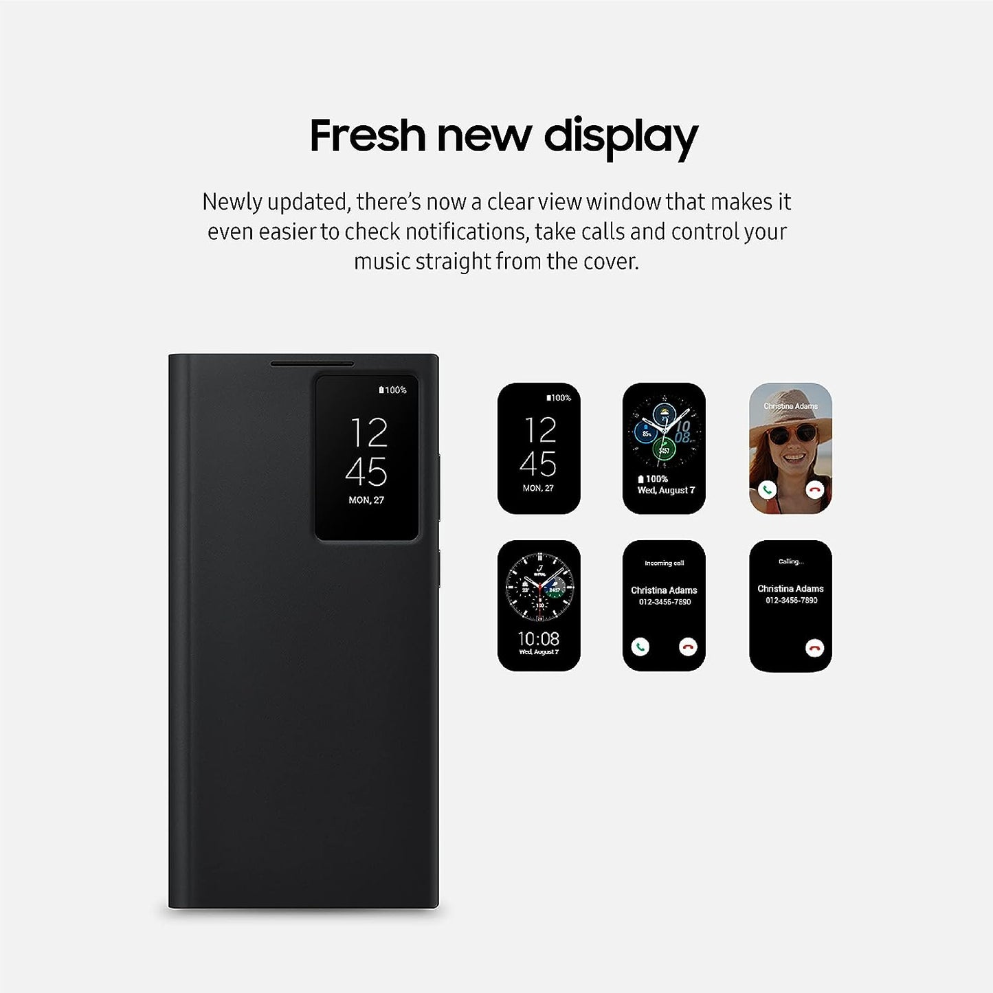 Samsung Galaxy S22 Ultra S-View Flip Cover, Protective Phone Case, Tap Control, Cutting Edge Design, US Version, Black, (EF-ZS908CBEGUS)  Samsung   