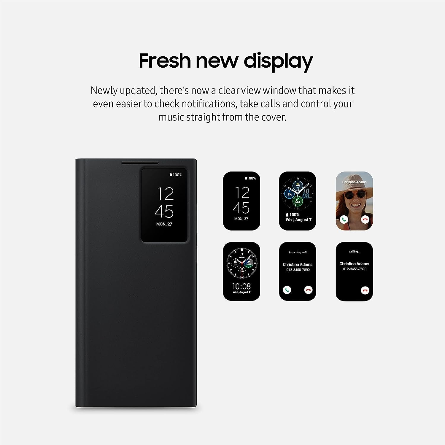 Samsung Galaxy S22 Ultra S-View Flip Cover, Protective Phone Case, Tap Control, Cutting Edge Design, US Version, Black, (EF-ZS908CBEGUS)  Samsung   