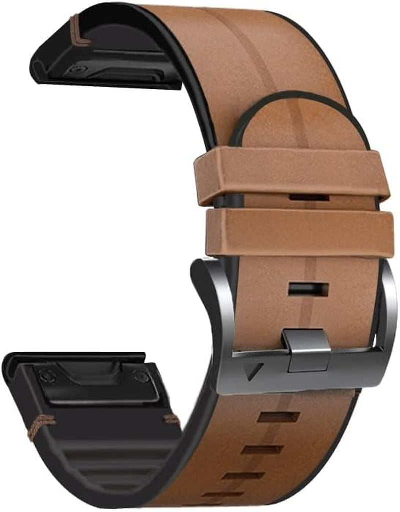 VBWVA 22 26Mm Silicone Leather Watch Band for Garmin Fenix 6X 6 Pro 5X 5 plus 7X 7 3 3HR 945 Straps Smart Watch Wristbands Replacement  VBWVA C 26mm Width 