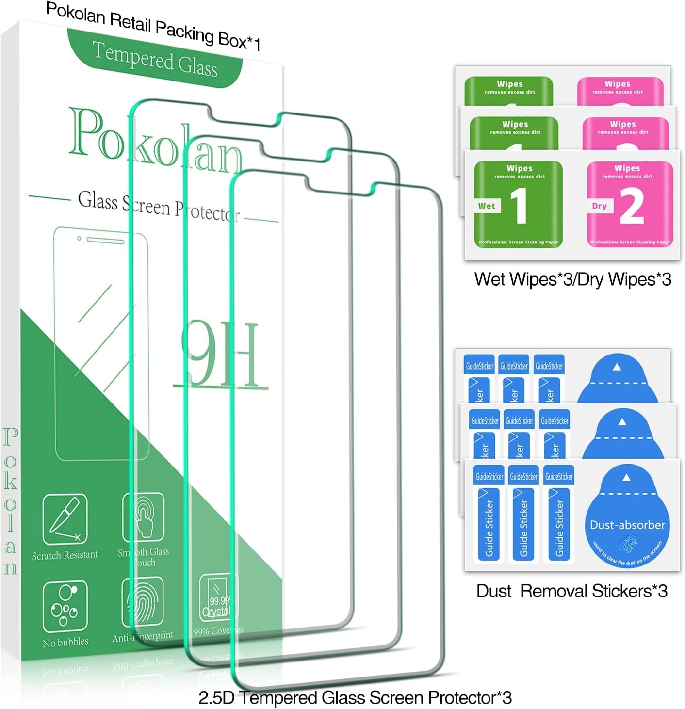 Pokolan [3-Pack] Designed for LG G8 Thinq Screen Protector Tempered Glass, No Bubbles, anti Scratch, Lifetime Replacement  Pokolan   