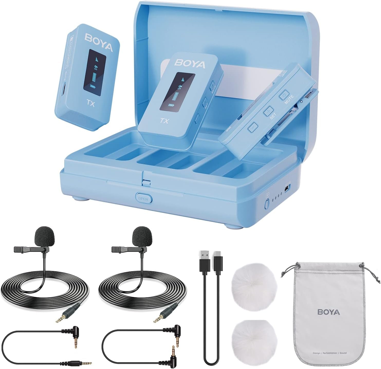 BOYA BY-XM6-S2 Wireless Lavalier Microphone 2.4Ghz Dual Channel Wireless Lapel Microphones for Cameras Phone DSLR Camcorder Mic for Video Recording Youtube Vlogging (2 Transmitters & 1 Receiver)  BOYA K2B  