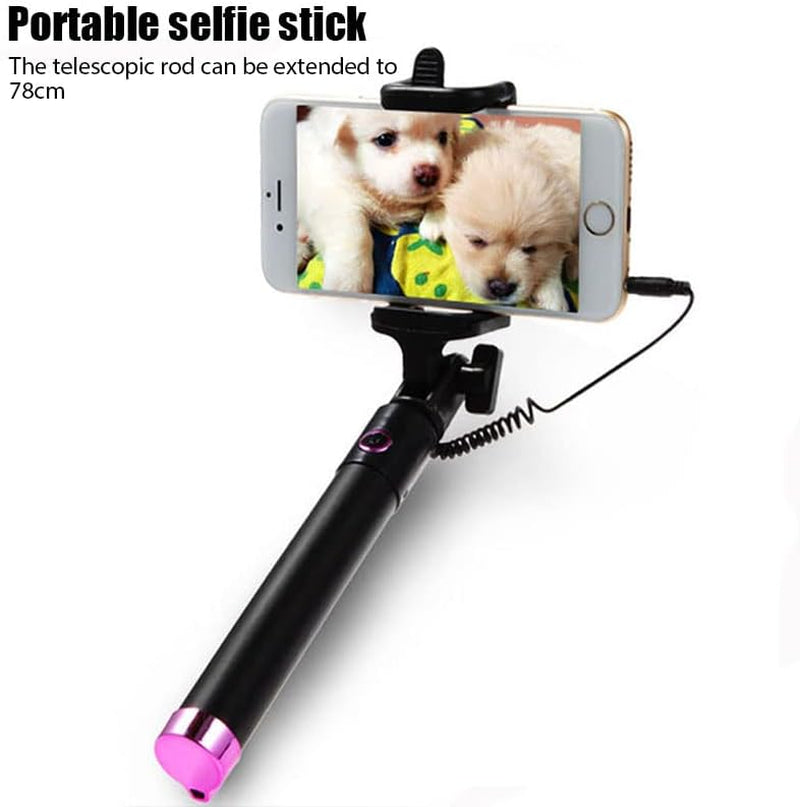 Vizgiz 2 Pack Monopod Selfie Stick 3.5Mm Port Cable Wired Control Phone Camera Telescopic Pole Video Switch Portable Stand for Ios Android Smartphone Iphone 12 13 Pro 11 10 Galaxy S9 Note 8 7 S8  VizGiz   