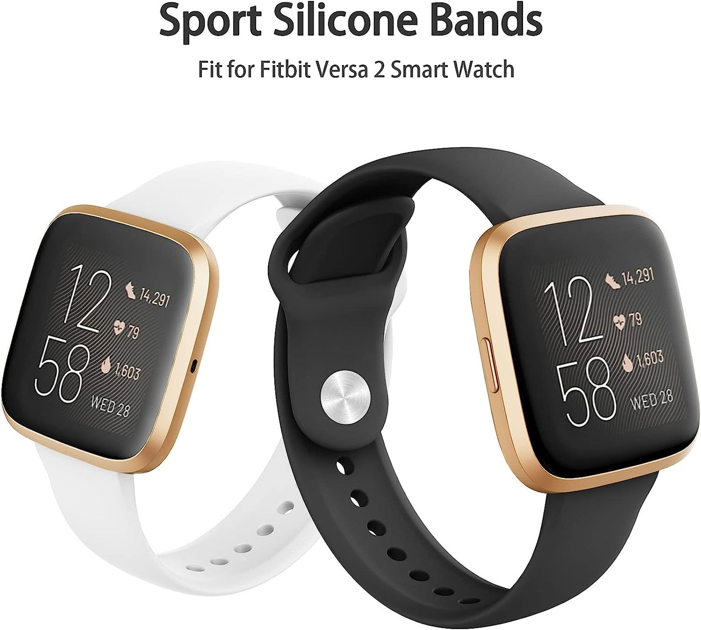 4 Pack Bands for Fitbit Versa 2 / Fitbit Versa/Fitbit Versa Se/Fitbit Versa Lite Bands for Women Men, Soft Silicone Replacement Bands for Fitbit Versa 2  Meliya   