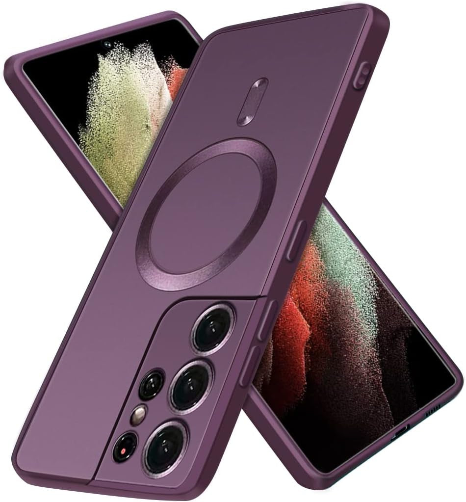 Luhuanx Magnetic Case for Samsung S21 Ultra 5G, Designed for Samsung Galaxy S21 Ultra Cases with Full Coverage Lens,Wireless Chager, Screen & Camera Protection (Crystal Black)  Luhuanx Dark Purple  