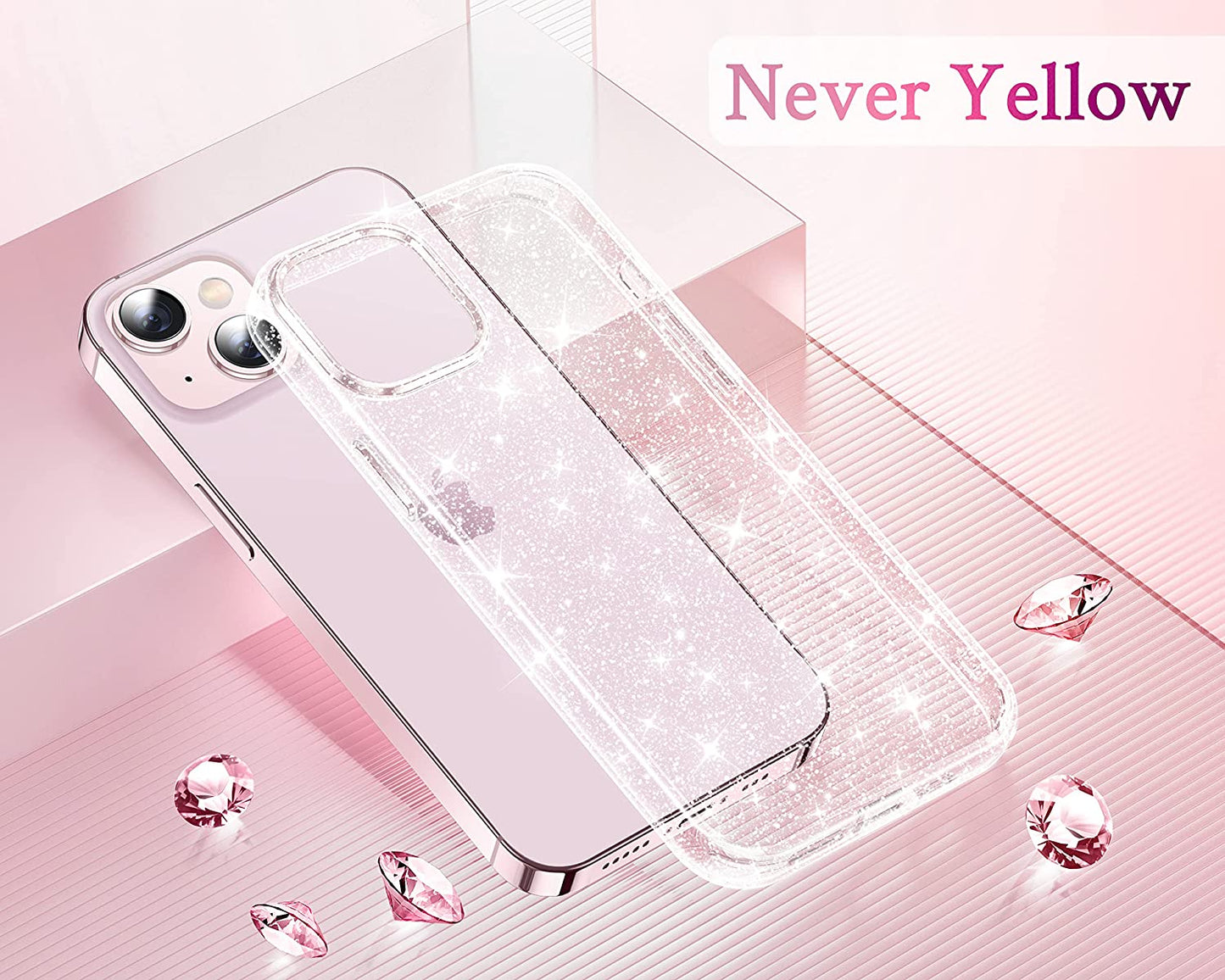CASEKOO Crystal Clear for Iphone 14 Case & Iphone 13 Case, [Not Yellowing] [Military Grade Drop Protection] Shockproof Protective Phone Case 6.1 Inch 2022 Clear Glitter  CASEKOO   