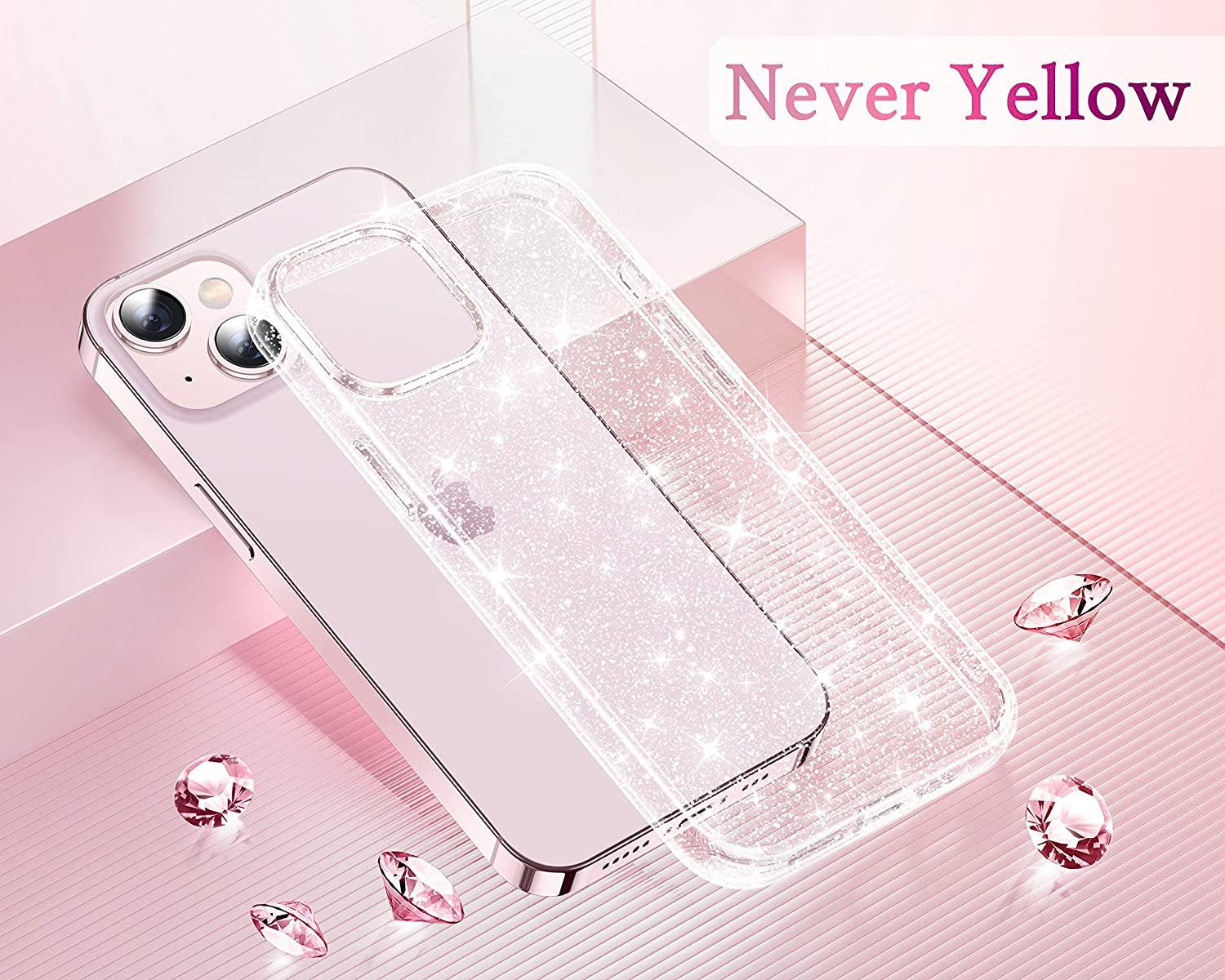 CASEKOO Crystal Clear for Iphone 14 Case & Iphone 13 Case, [Not Yellowing] [Military Grade Drop Protection] Shockproof Protective Phone Case 6.1 Inch 2022 Clear Glitter  CASEKOO   