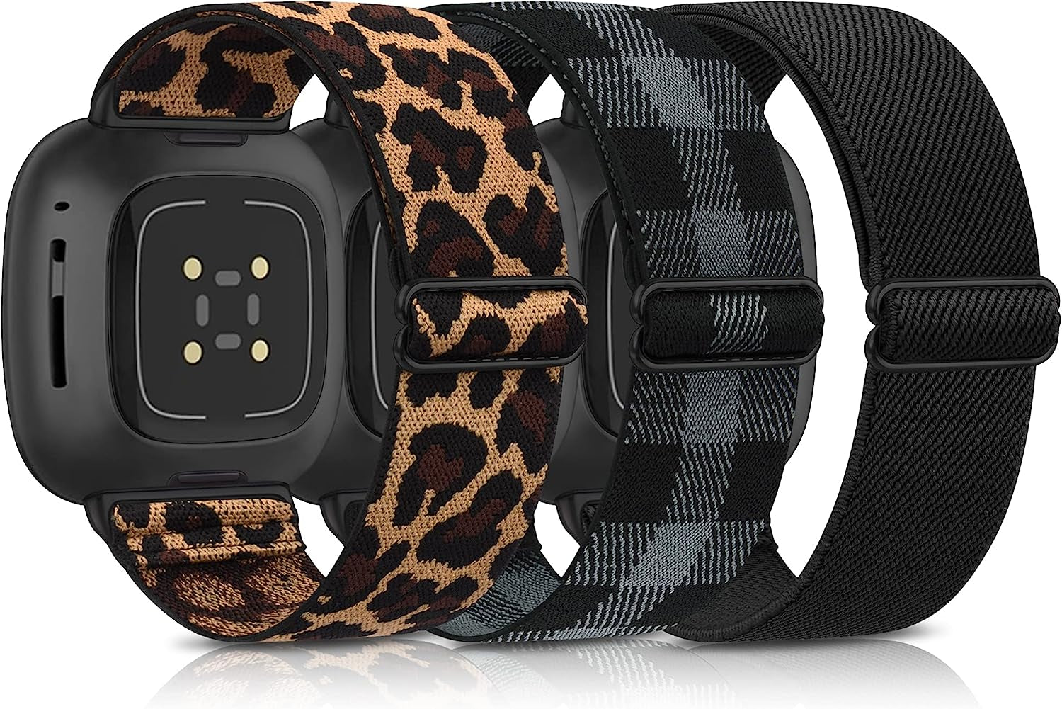 3 Pack Elastic Nylon Bands for Fitbit Sense Bands & Fitbit Versa 3 Bands Women Men, Skin-Friendly Soft Breathable Replacement Band for Fitbit Versa 3 & Fitbit Sense  Meliya   