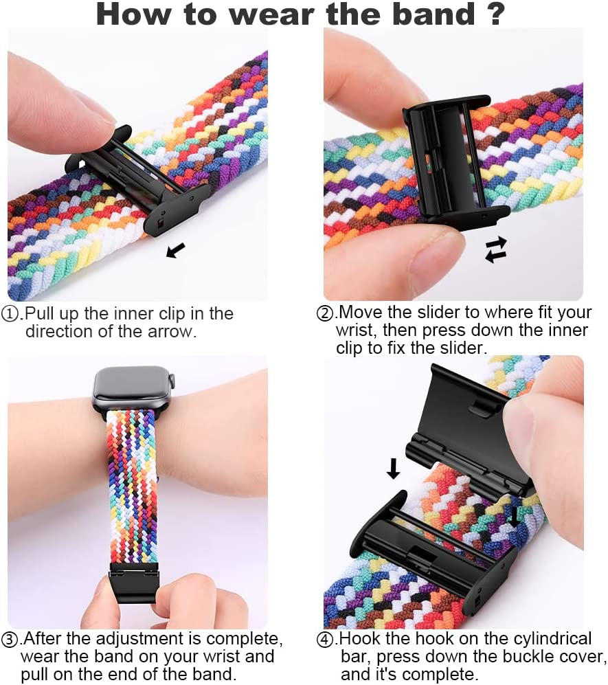 Qimela Compatible with Apple Watch Band 49Mm 45Mm 44Mm 42Mm,Stretchy Sport Solo Loop Strap with Adjustable Buckle,Elastic Nylon Braided Wristband for Iwatch Series 8 7 6 SE 5 4 3 2 1 Ultra,Women Men  FS-TECH   