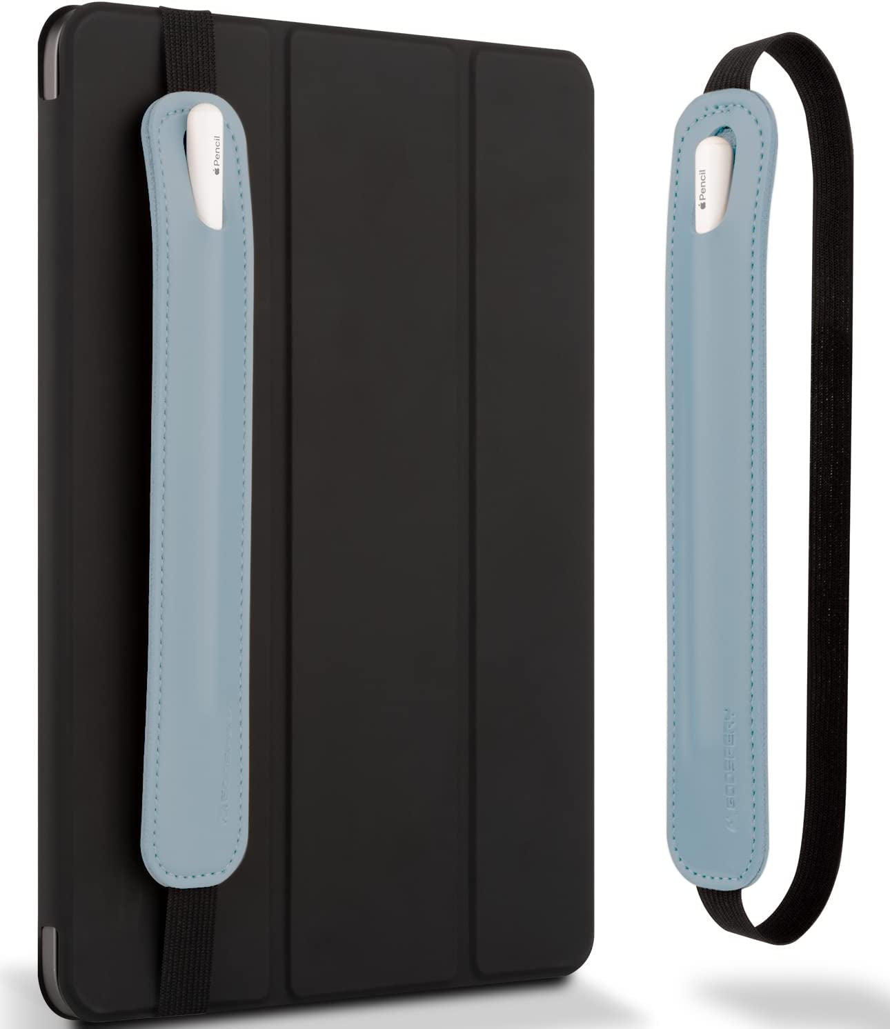 Goospery Pencil Holder Compatible with Apple Pencil Case(1St & 2Nd Generation)Stylus Pen Sleeve PU Leather Accessories Elastic Band for All Tablets Including Ipad Pro 12.9 11 Inch Air 4Th - Dark Grey  GOOSPERY Blue  