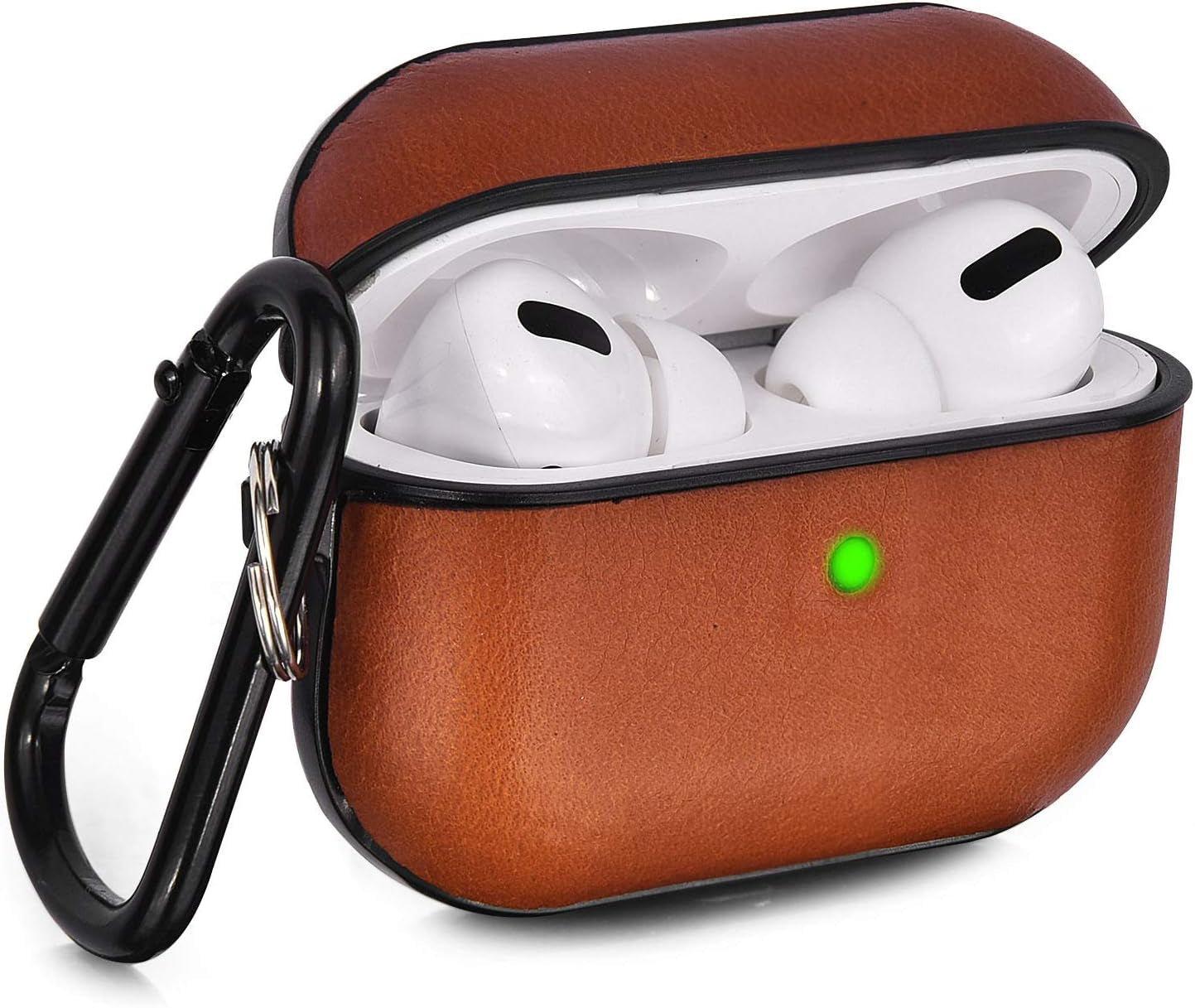 V-Moro Compatible with Airpods Pro Case Leather, Genuine Leather Airpod Pro Case for Airpods Pro [Front LED Visible] Protective Cover Skin Brown Men Women  V-MORO   