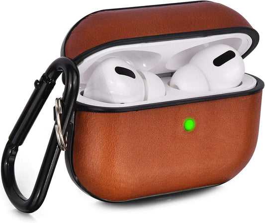 V-Moro Compatible with Airpods Pro Case Leather, Genuine Leather Airpod Pro Case for Airpods Pro [Front LED Visible] Protective Cover Skin Brown Men Women  V-MORO   